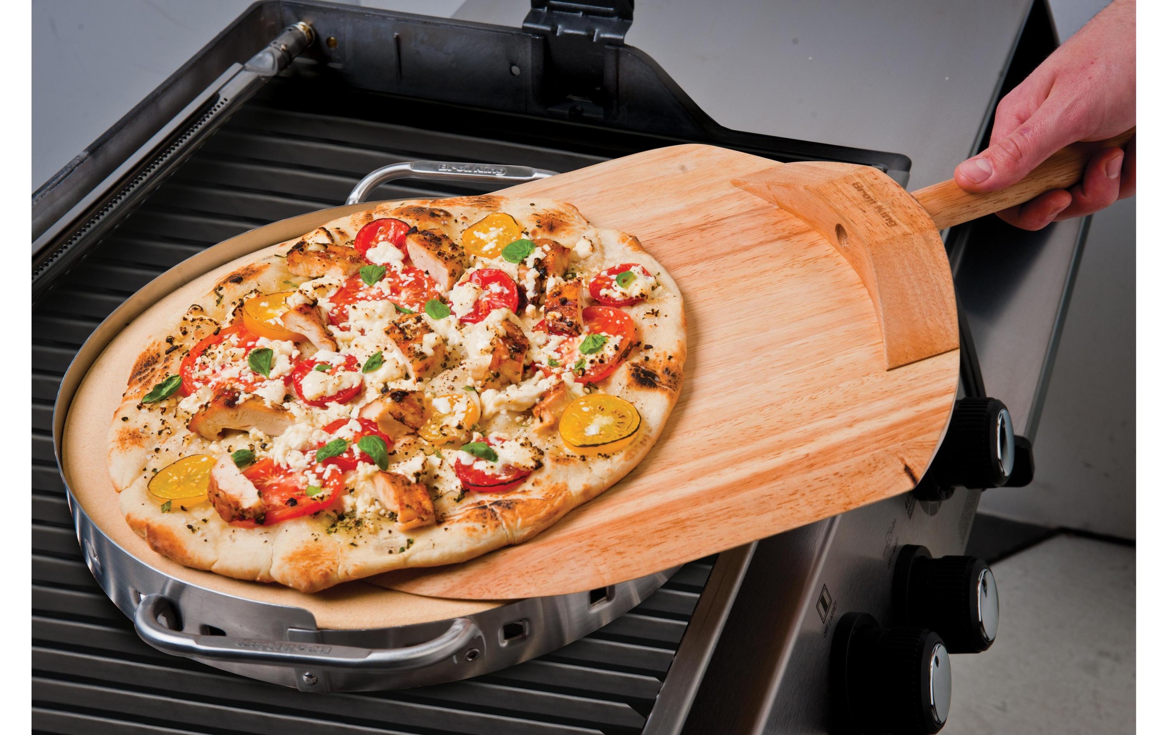 Broil King Pizzastein »Pizzastein-Set Premium«, Holz-Keramik-Edelstahl