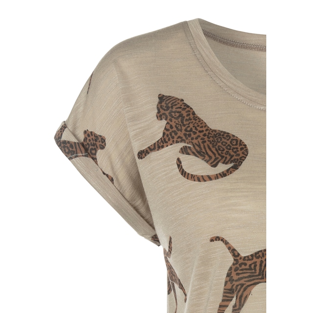 Schweiz Leoparden-Motiv, Jelmoli-Versand kaufen Damen lockere T-Shirt, Kurzarmshirt, LASCANA online mit bei Passform, casual-chic
