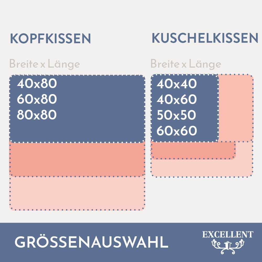 Excellent 3-Kammer-Kopfkissen »Wien«, Füllung: 60% Daunen / 40% Federn (Aussenkammern) und 100% Federn (Innenkammer), Bezug: 100% Baumwolle, (1 St.), Kopfkissen in 40x80 und 80x80 erhältlich