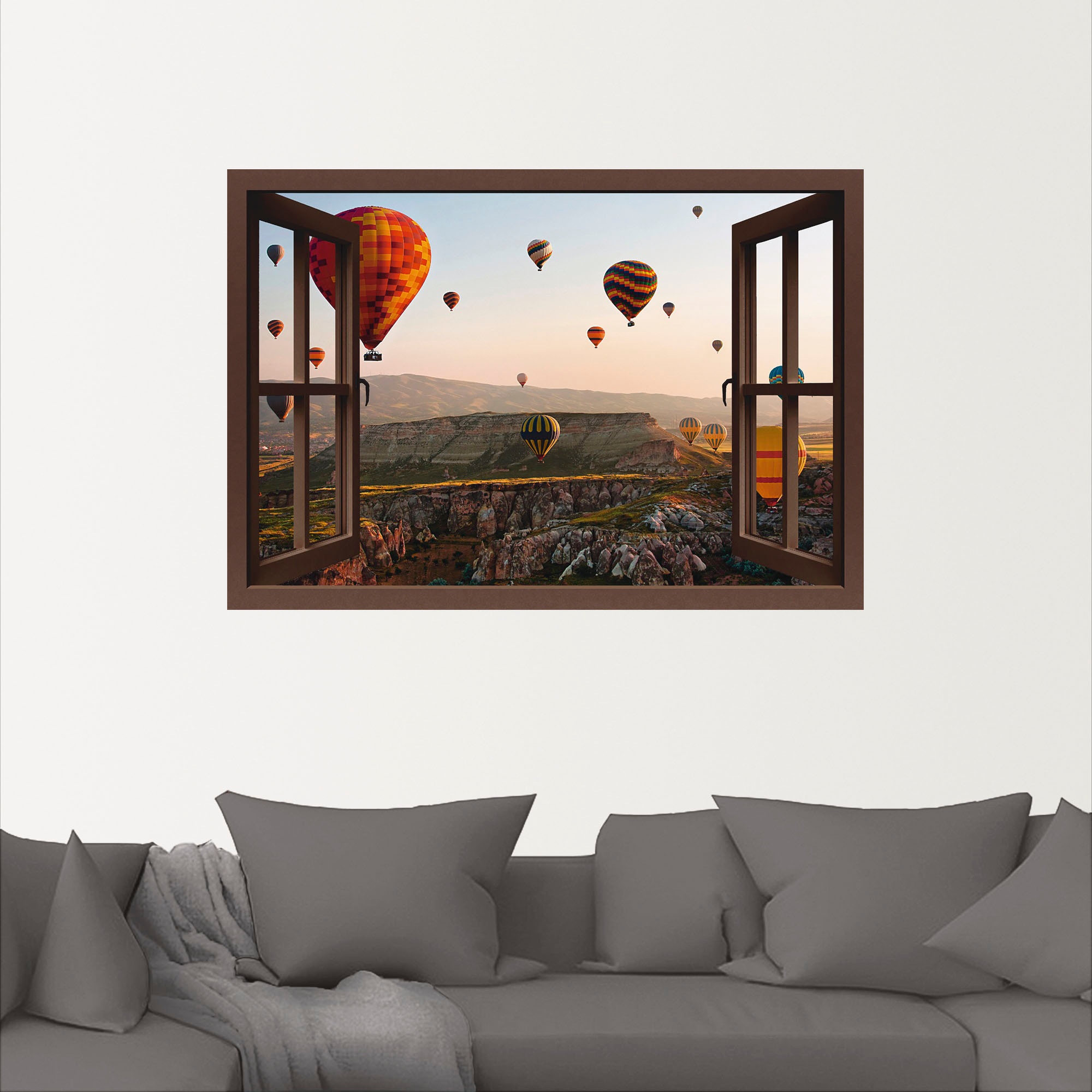 Artland Wandbild »Fensterblick Kappadokien Ballonfahrt«, Ballonfahren, (1 St.), als Leinwandbild, Poster, Wandaufkleber in verschied. Grössen