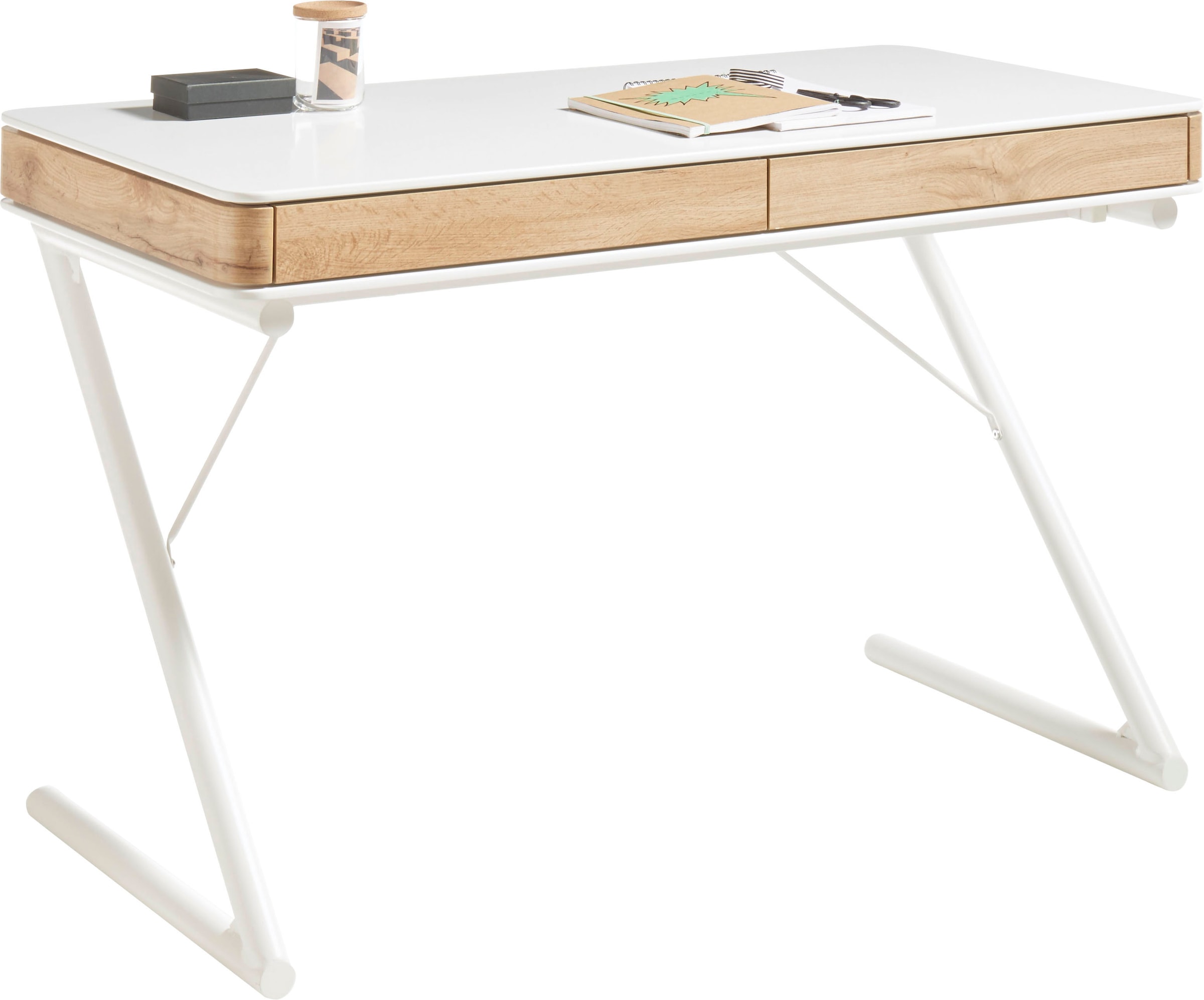 MCA furniture Schreibtisch »Bukarest«, weiss matt mit Schubladen, Breite 120 cm