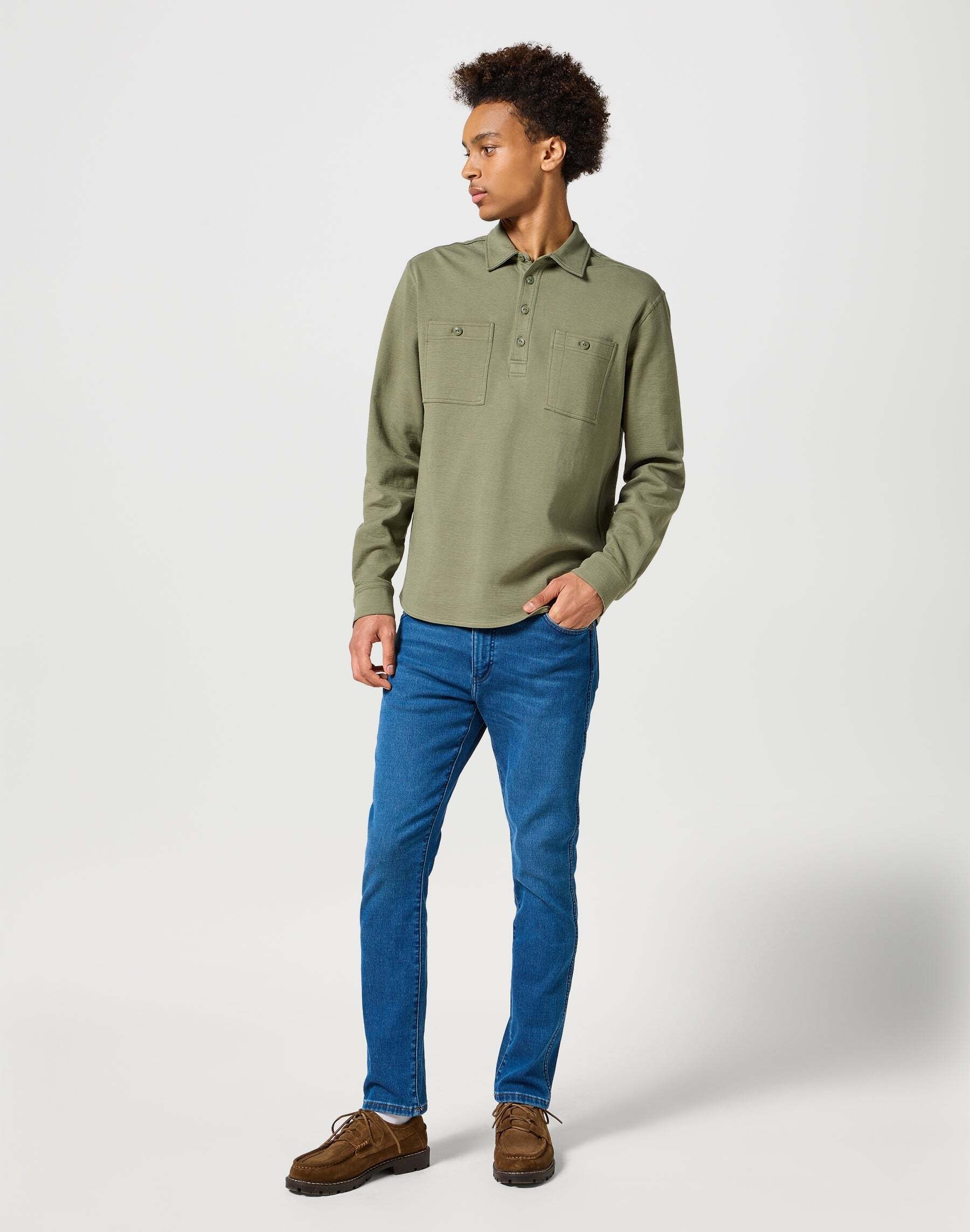 Wrangler Langarm-Poloshirt »Wrangler Langarmpolo Longsleeves Utility Polo«