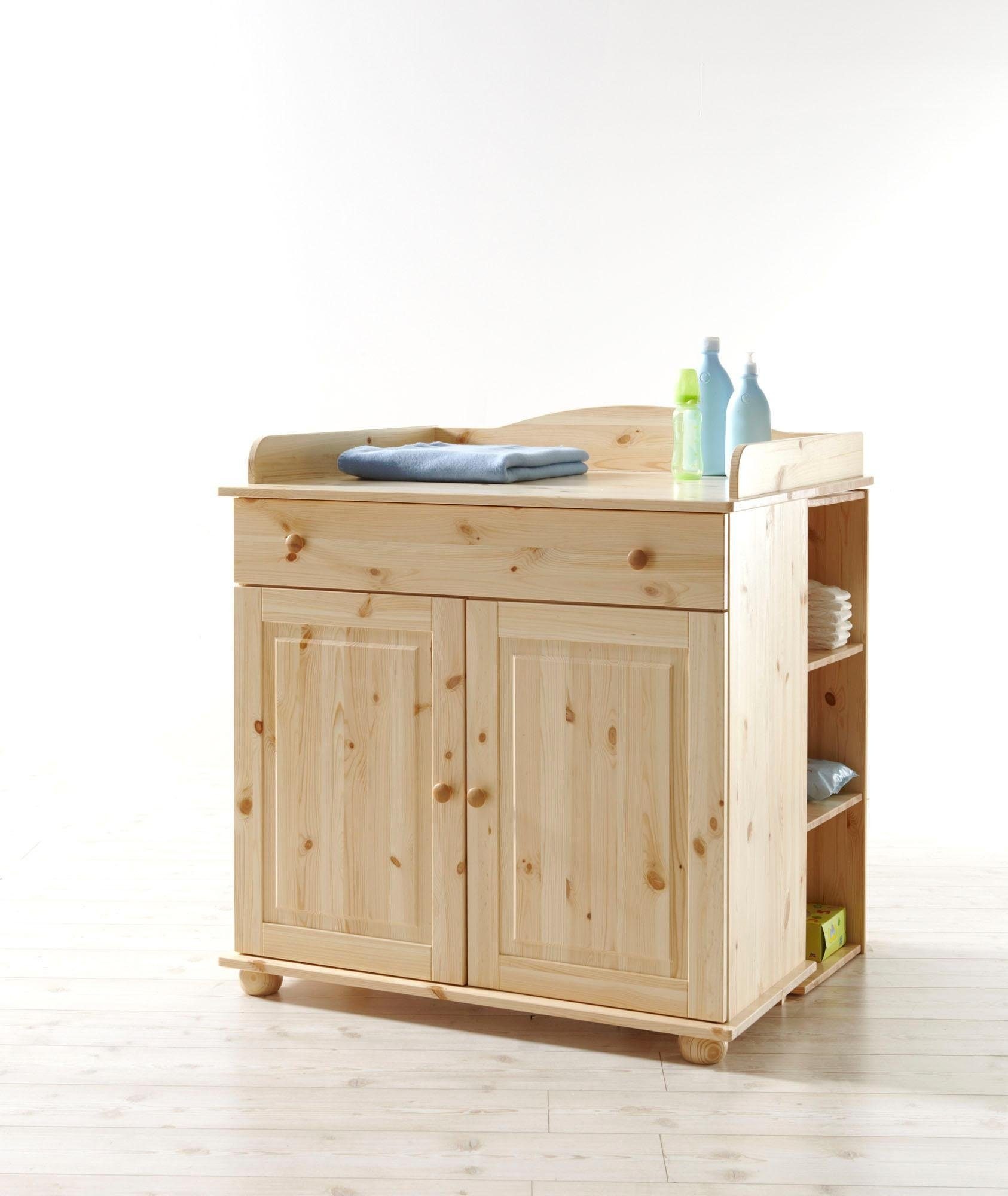 Ticaa Babyzimmer-Komplettset »Adam«, (Set, 5 St., Bett + Wickelkommode + Schrank + Unterstellregal + Standregal)