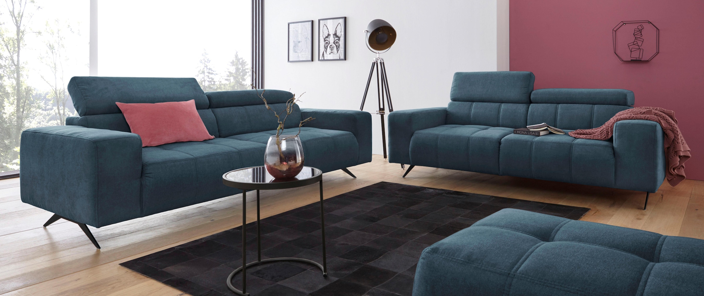 DOMO collection 2-Sitzer »Trento, mit Kufenfuss oder Einzelfuss«, wahlweise mit Kopfteilverstellung und in zwei Grössen erhältlich