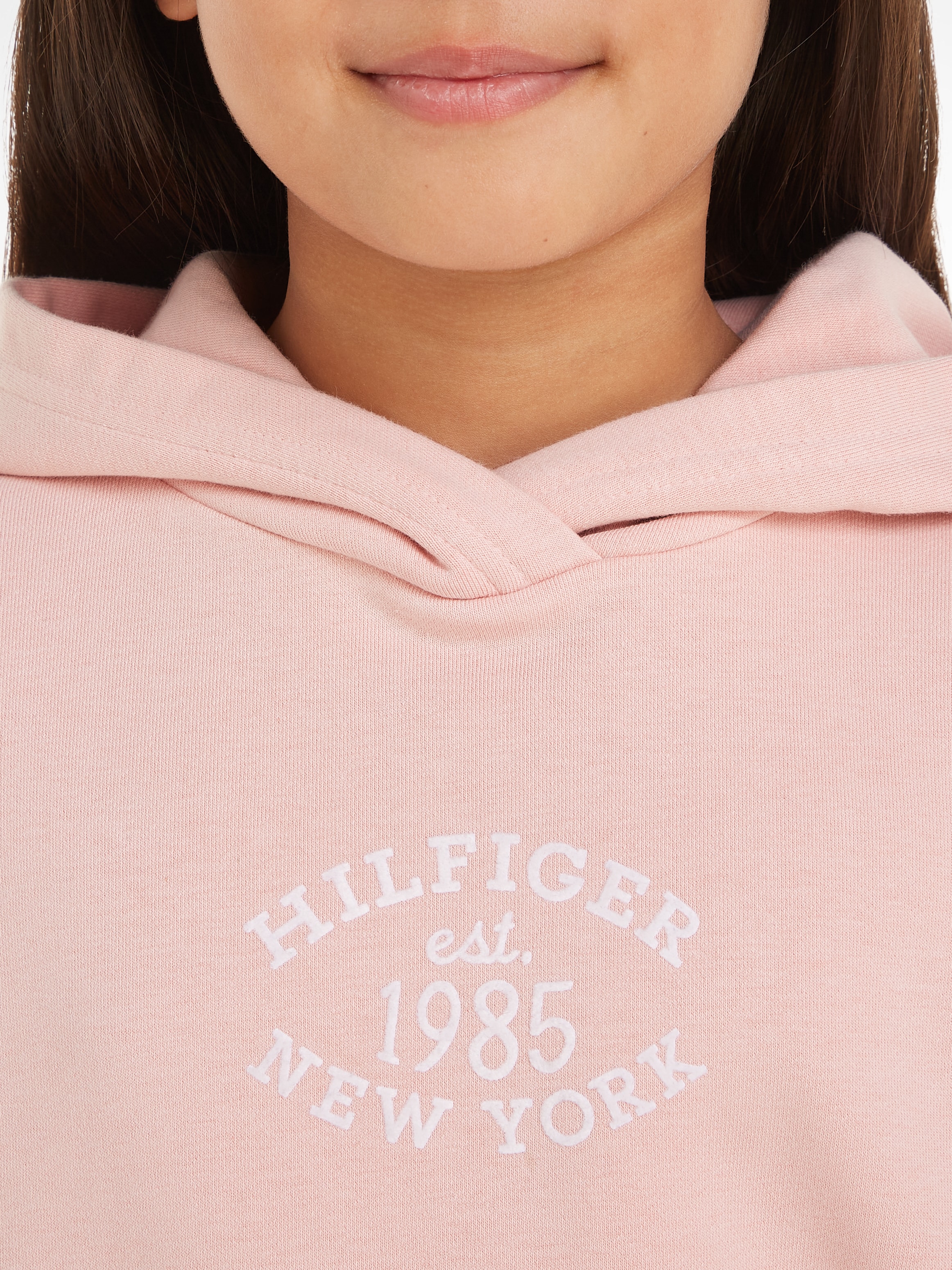 Tommy Hilfiger Kapuzensweatshirt »MONOTYPE FLOCK HOODIE«, Kinder bis 16 Jahre mit Logoschriftzug