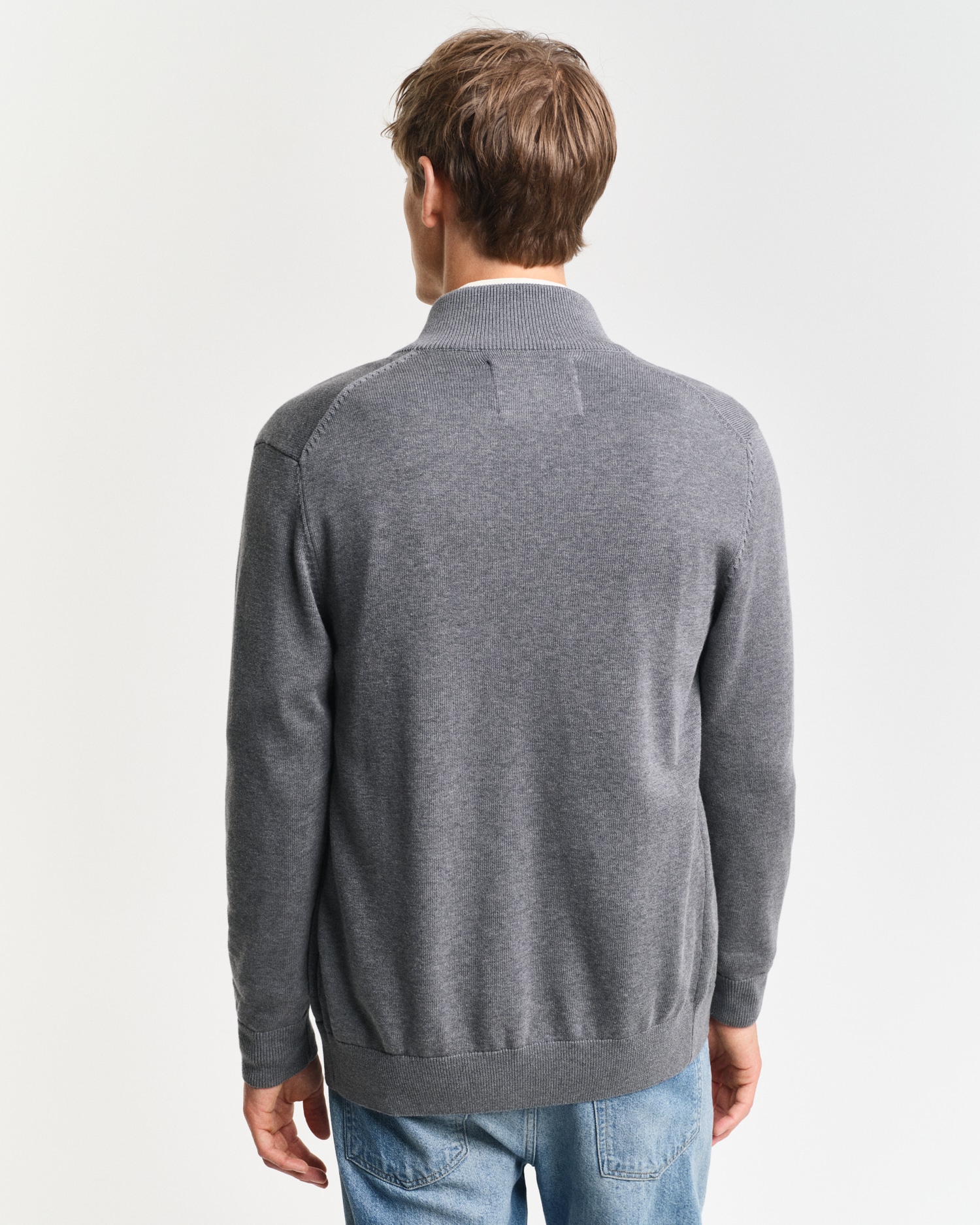 Gant Cardigan »CASUAL COTTON ZIP CARDIGAN«, Mit Rippbündchen an Stehkragen, Ärmeln und Saum