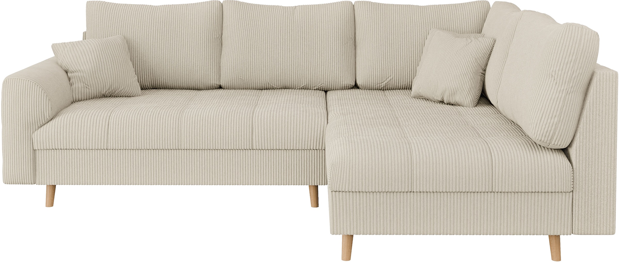 Home affaire Ecksofa »CHARRE L-Form mit Ottomane, Masse B/T/H: 231/161/81 cm«, feine Steppung, lose Rücken- und Zierkissen, auch in Cord und Bouclé