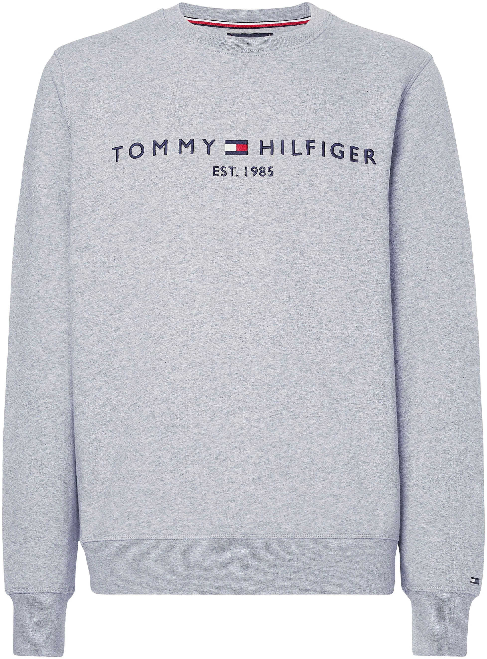 Tommy Hilfiger Sweatshirt »TOMMY LOGO SWEATSHIRT mit Rundhals und Stickerei«, unifarben, casual, regular fit, Baumwollmix, Rundhals