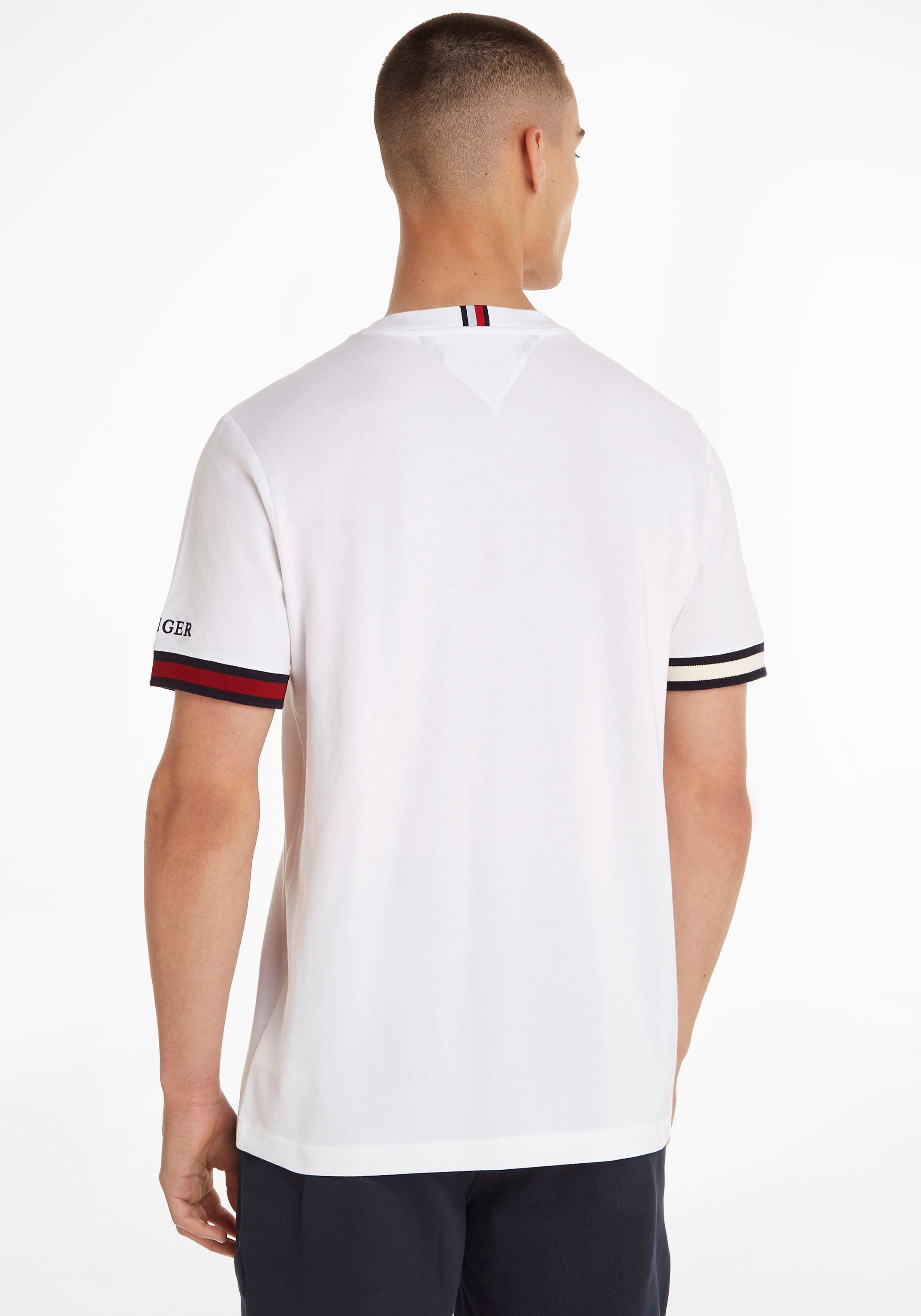 Tommy Hilfiger am Jelmoli-Versand | mit Ärmel FLAG T-Shirt TEE«, »PIQUE CUFF shoppen online Rippbündchen kontrastfarbenen