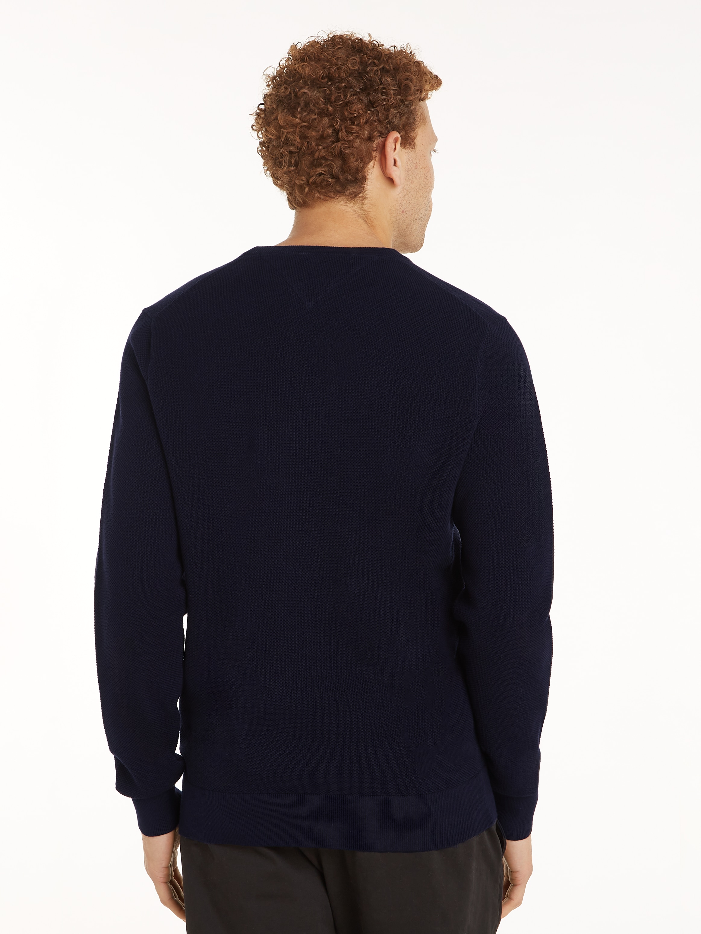 Tommy Hilfiger Rundhalspullover »ESSENTIAL STRUCTURE CREW NECK mit Struktur und Label«, unifarben, casual, regular fit, Baumwolle, Rundhals
