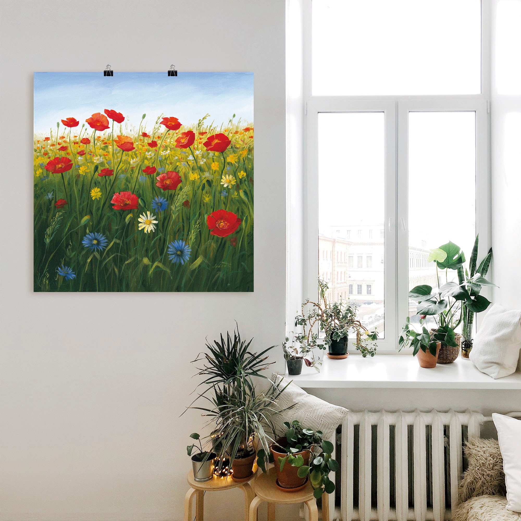 Artland Wandbild »Mohnblumen Landschaft I«, Blumenwiese, (1 St.), als Alubild, Outdoorbild, Leinwandbild, Poster in verschied. Grössen