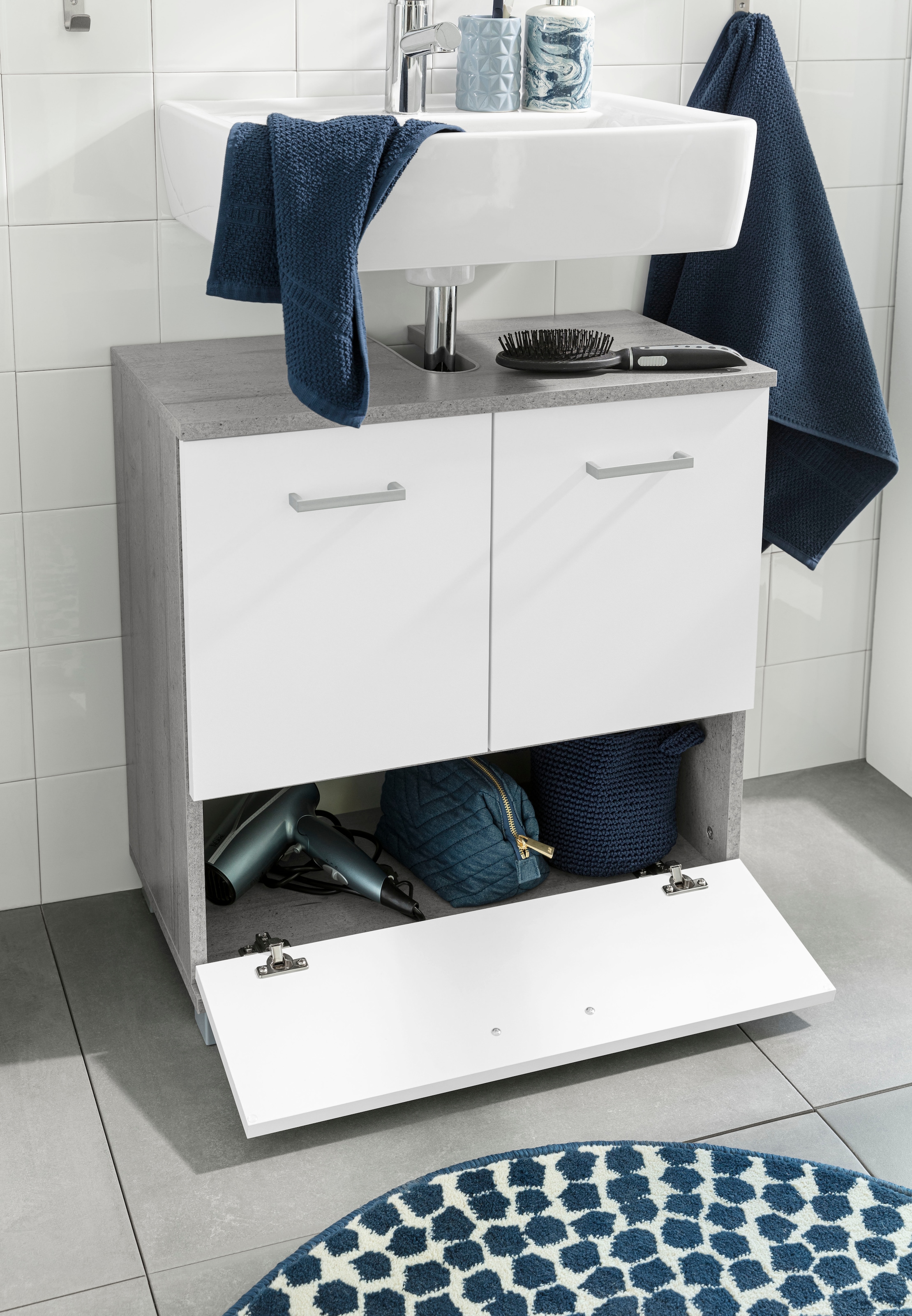 Schildmeyer Waschbeckenunterschrank »Mobes«, Breite 60 cm, Badschrank Badezimmerschrank WBU Unterschrank