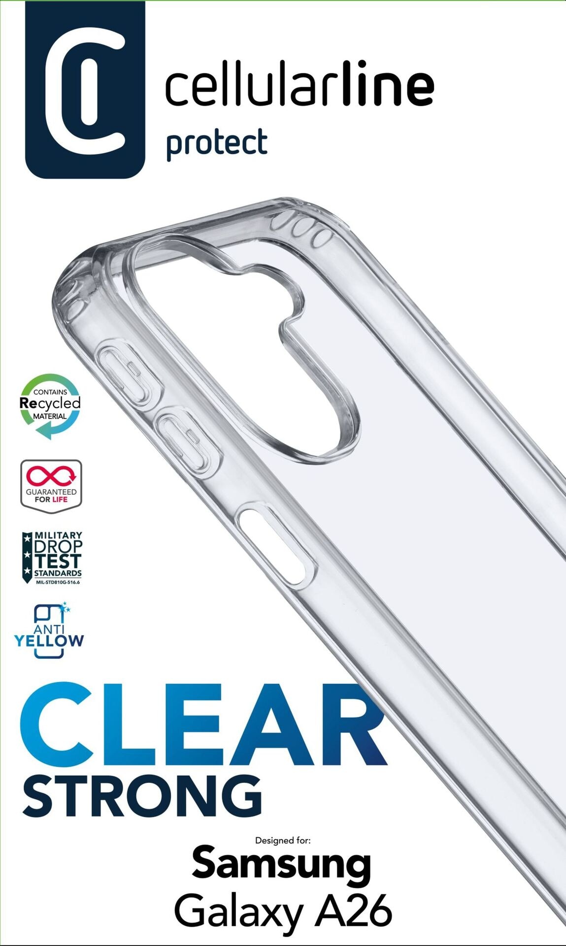 Cellularline Handyhülle »Strong Case für Samsung Galaxy A26 5G«, Samsung Galaxy A26, Backcover, Schutzhülle, Handyschutzhülle, Case, Schutzcase, stossfest