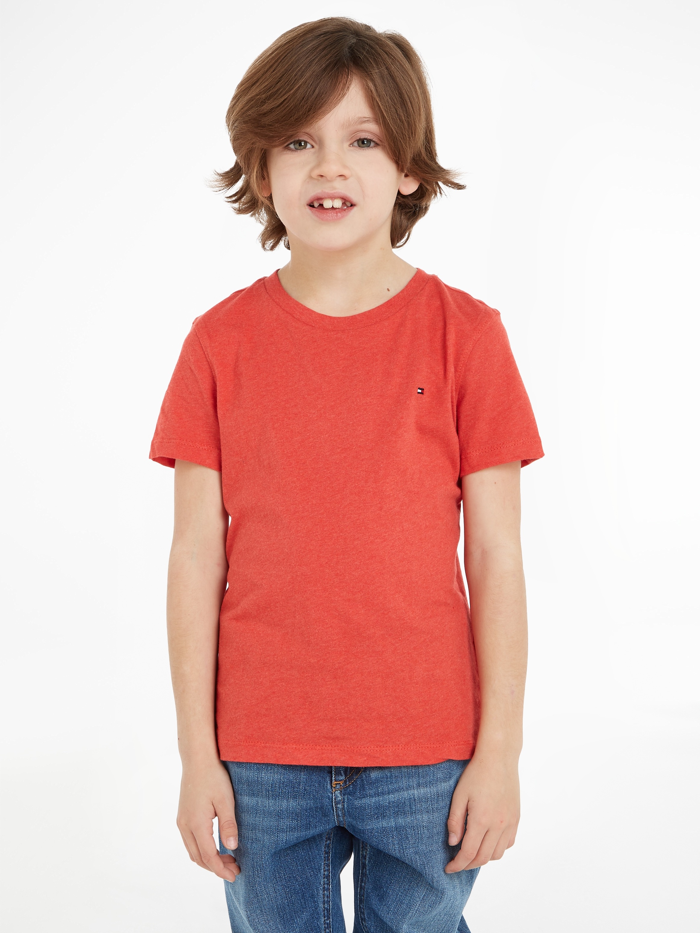 Rundhalsshirt »BOYS BASIC CN KNIT S/S«, mit Tommy Hilfiger Logo-Flag