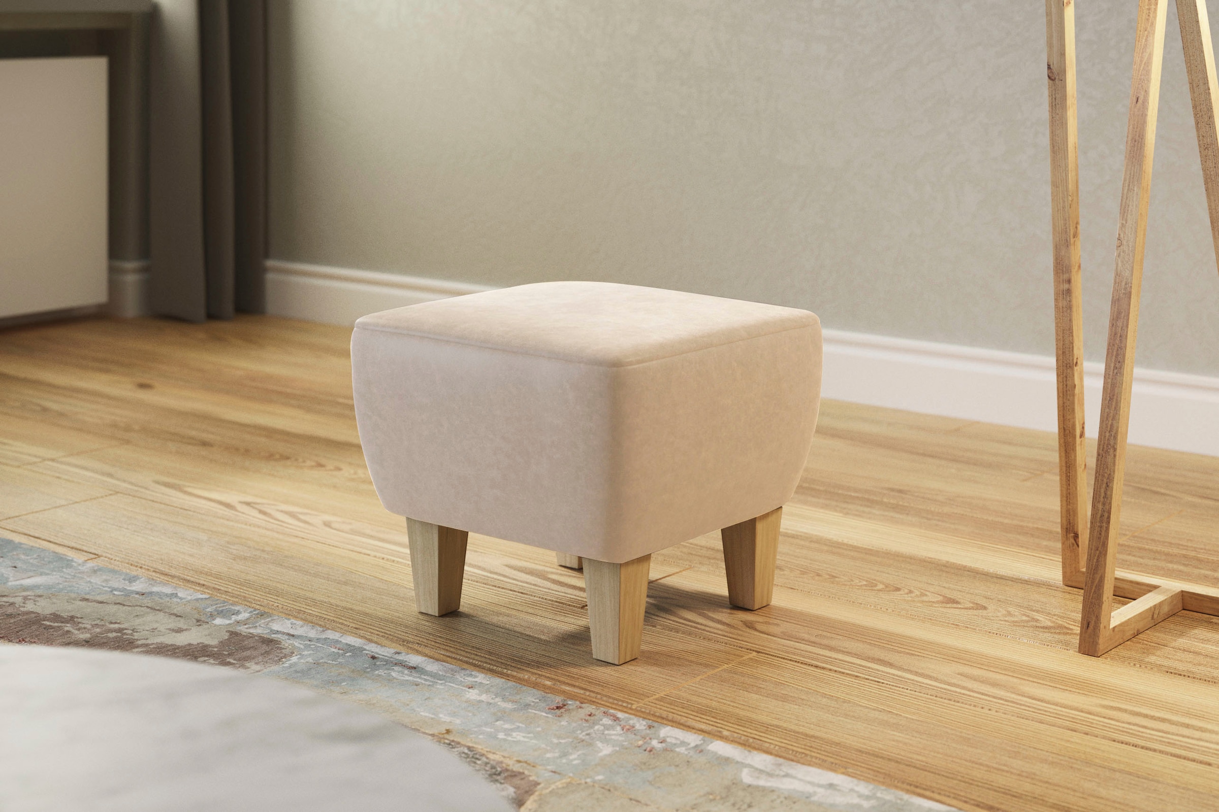 Home affaire Polsterhocker "Viva" mit Buchefüssen