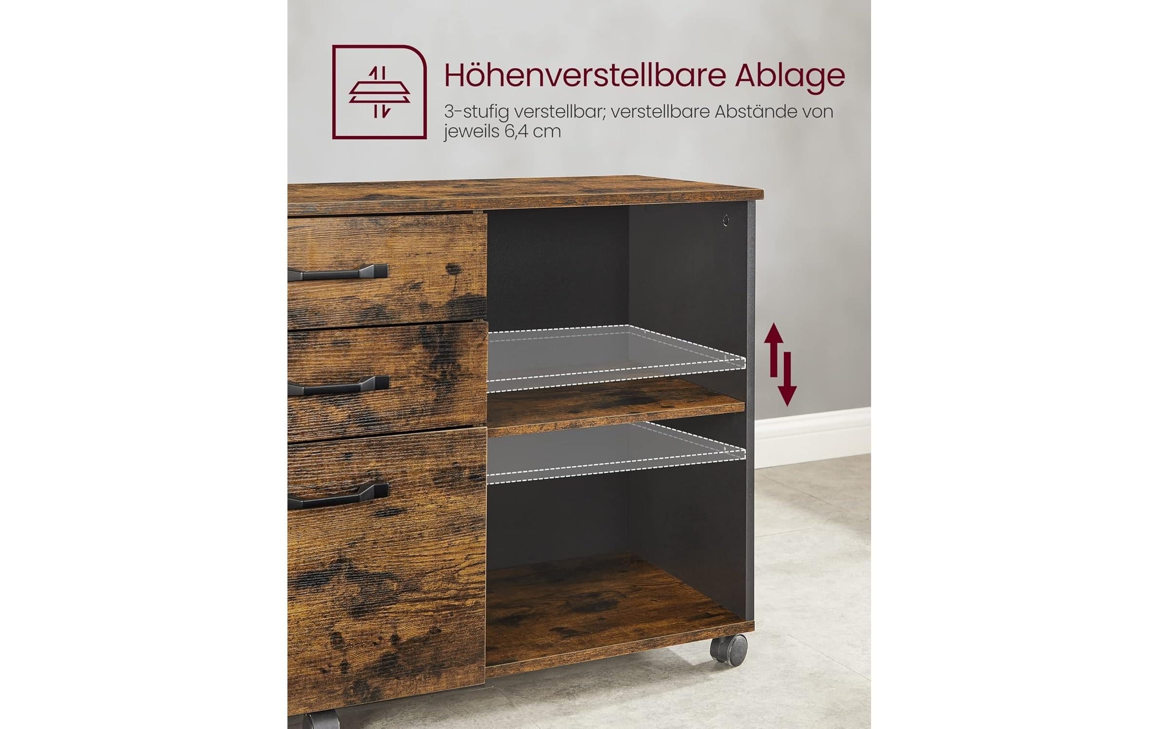 SONGMICS Aktenschrank »mit Rollen 80 x 40 x 66 cm«