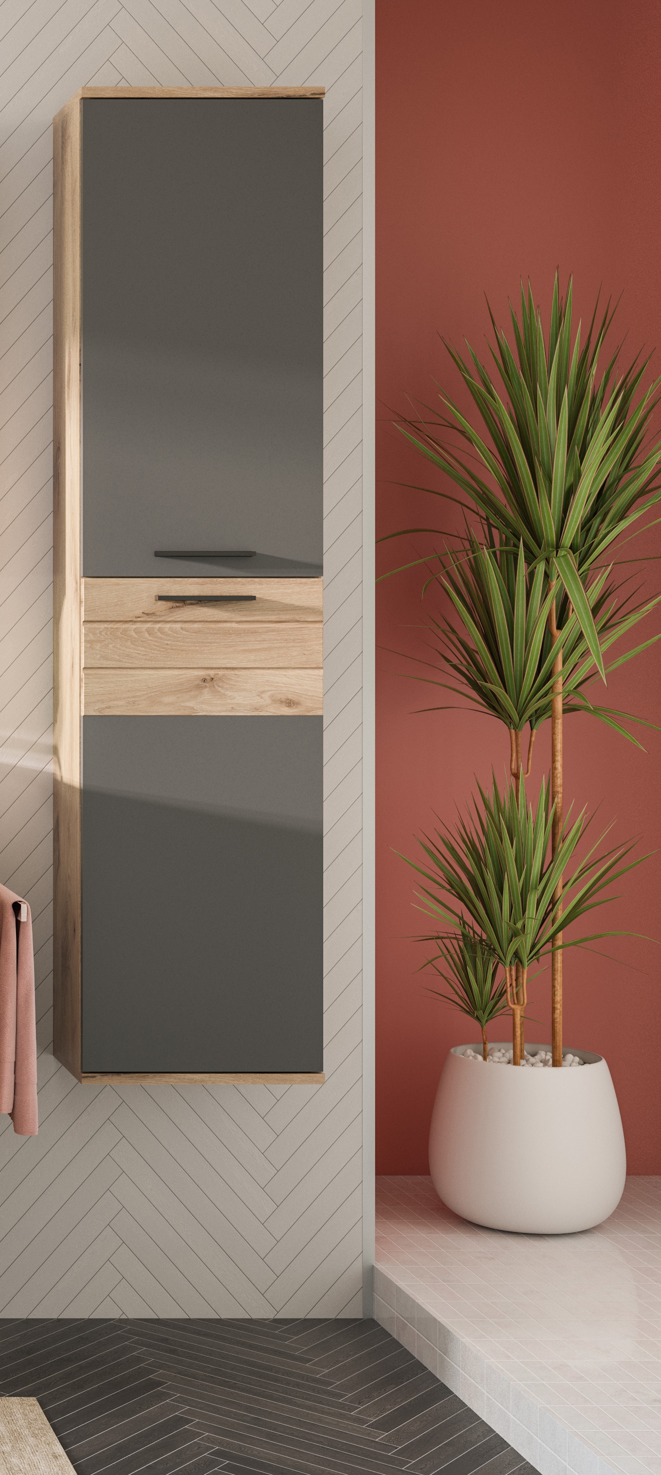 INOSIGN Midischrank »Riga, Breite 37 cm, 2 Türen, 2 Einlegeböden, 1 Konstruktionsboden«, Türanschlag wechselbar, Badmöbel, Badschrank, Schrank,Bad, Hochschrank