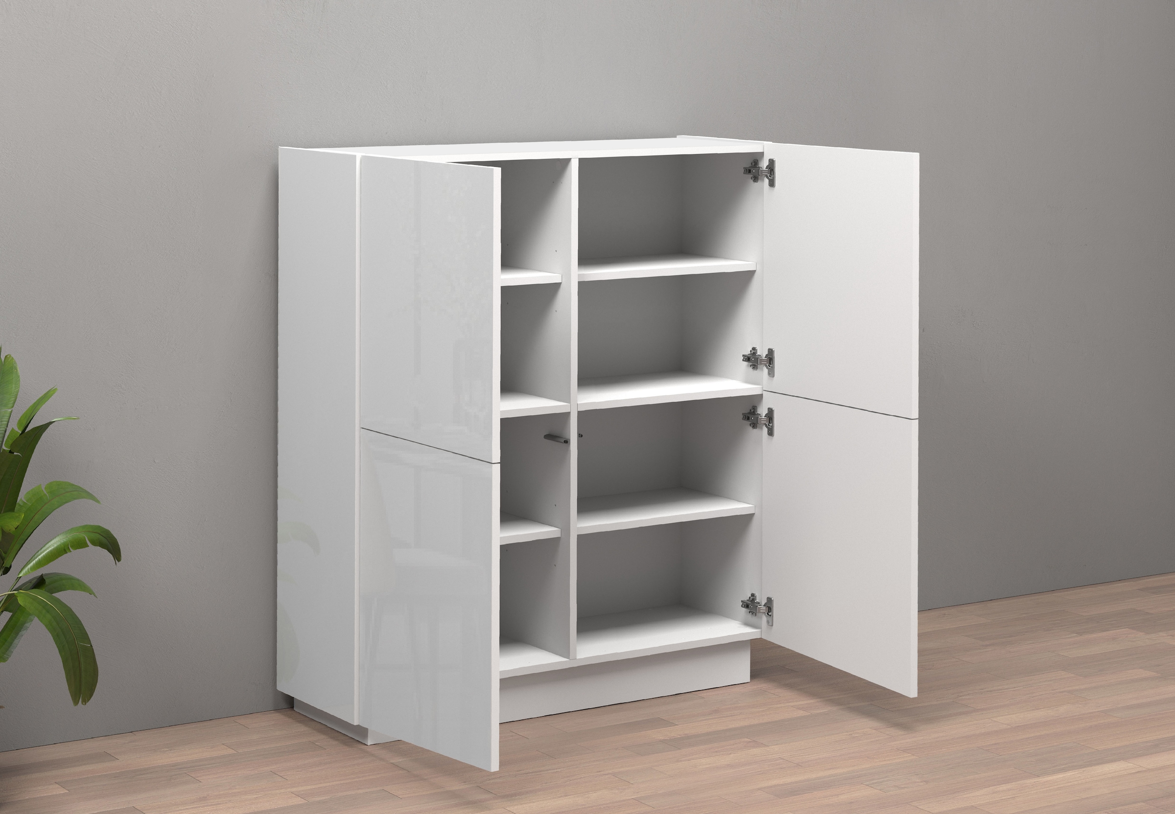 INOSIGN Highboard »VELA, Highboard, Höhe 120 cm,Design mit schrägen Türen«, (1 St.), Made in Italy, Masse-B/T/H: 100x35x120,hohes Sideboard,Anrichte,Kommode