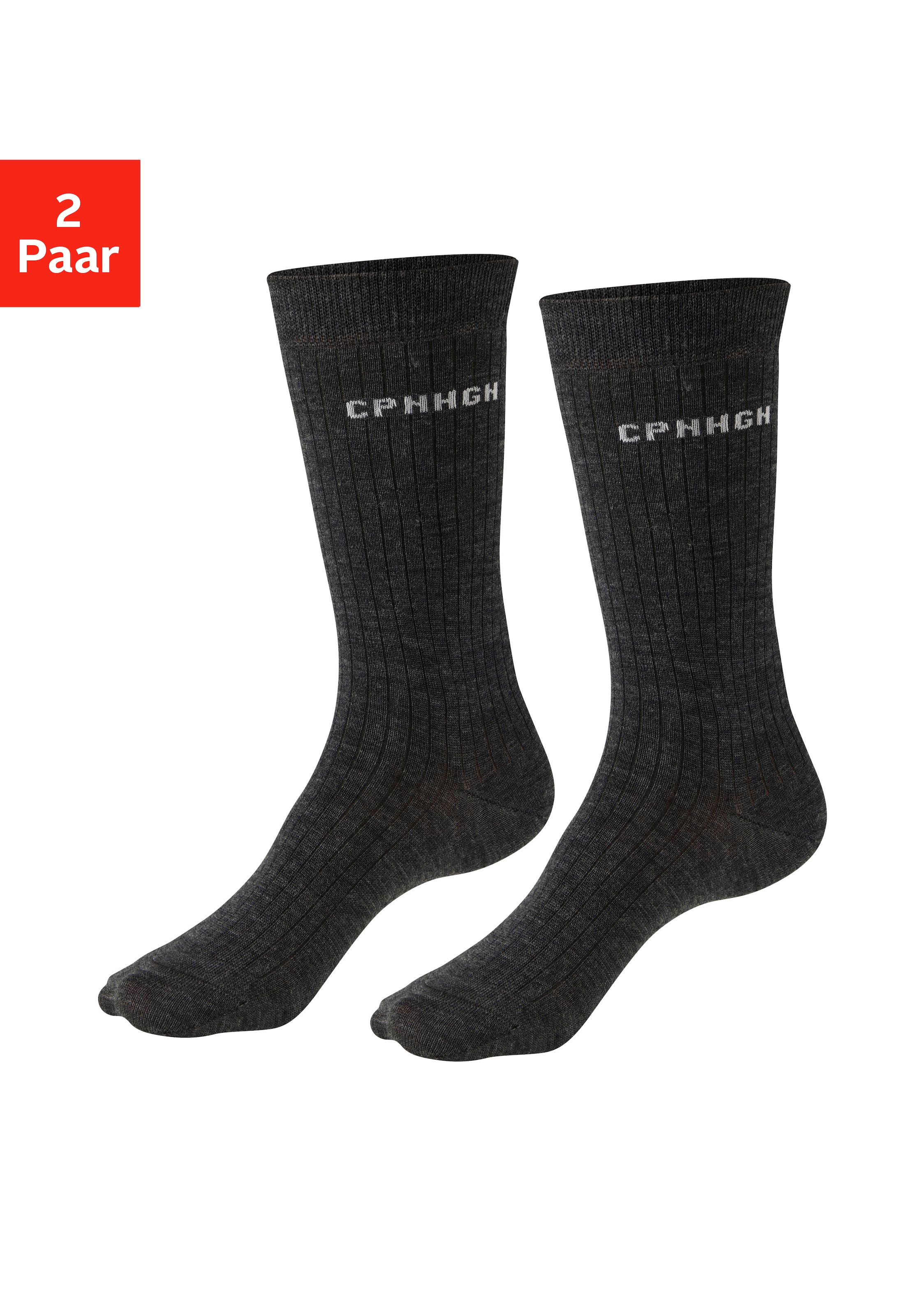 Copenhagen Studios Basicsocken Packung, 2 Paar tlg. gerippt, mit wärmender Wolle