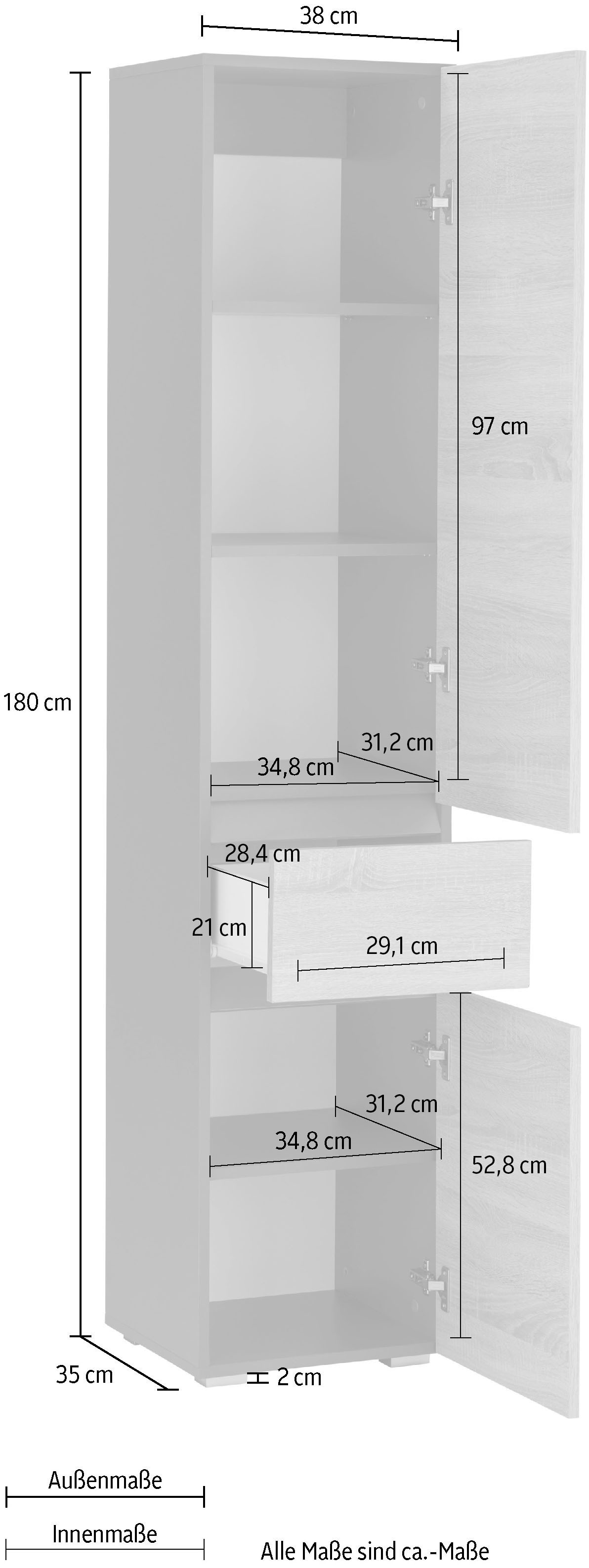 ✵ Home affaire Hochschrank »Wisla«, Höhe 180 cm, mit Türen & Schubkasten  online ordern | Jelmoli-Versand