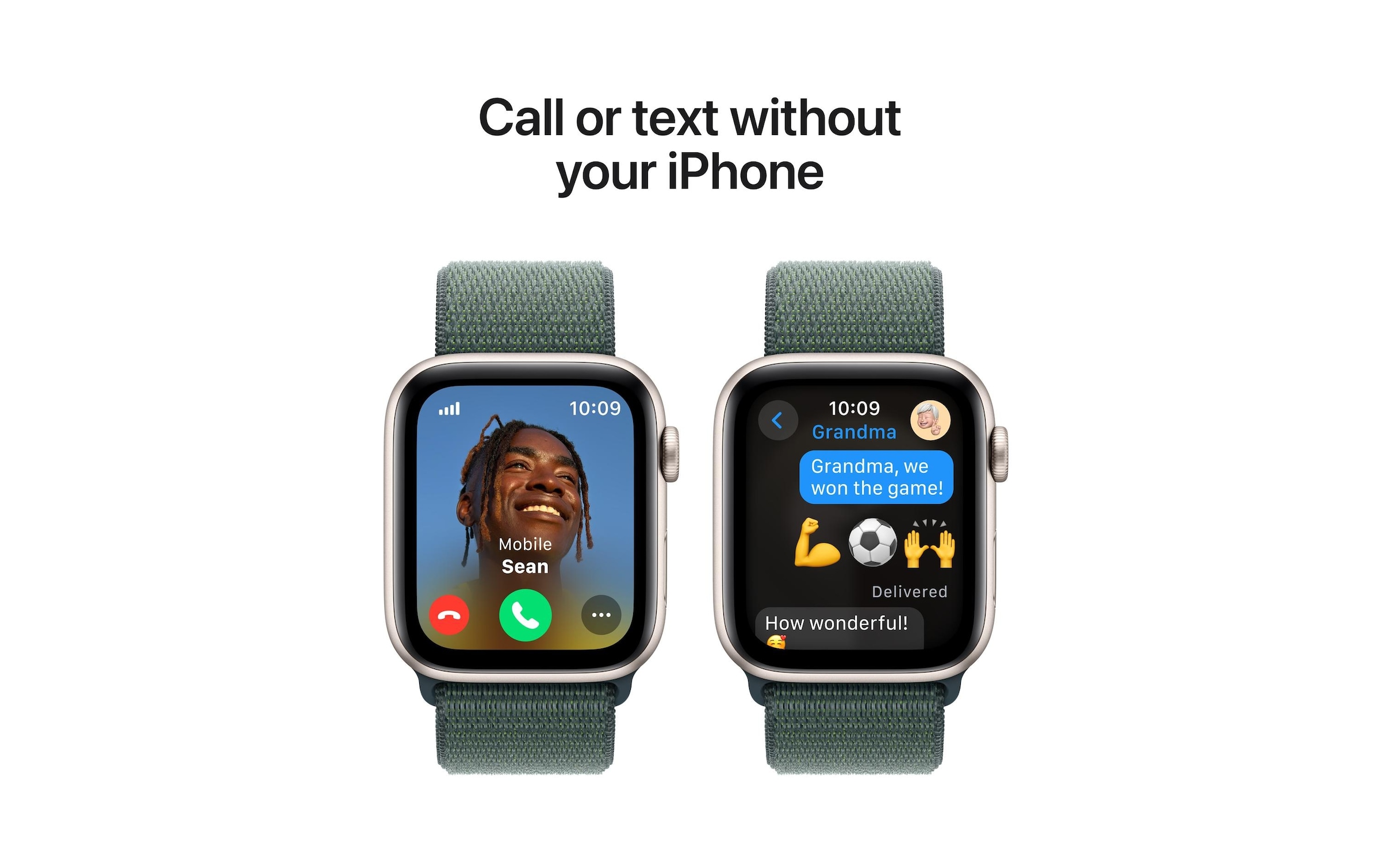 Apple Watch SE (2024), 44 mm, GPS + Cellular, Sport Loop, Polarstern