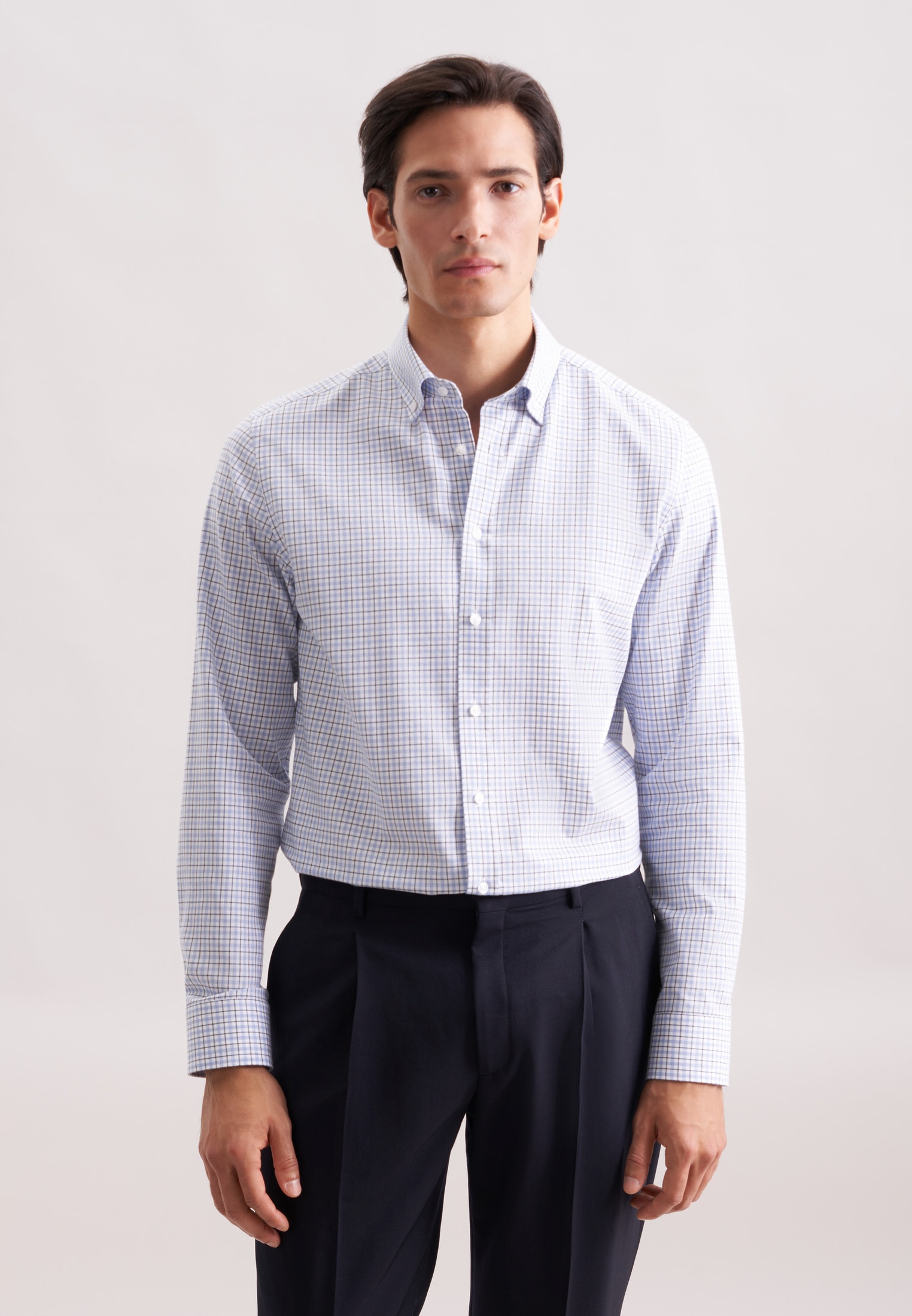 seidensticker Flanellhemd »Schwarze Rose« Shaped 1/1 Button-Down-Kragen Karo