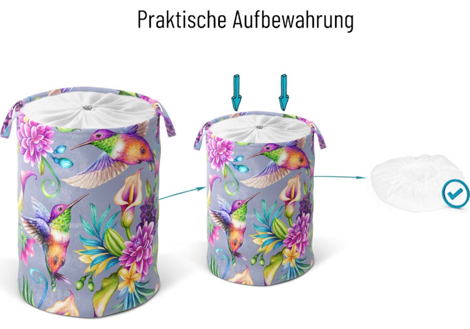 Sanilo Wäschekorb »Kolibri«, kräftige Farben, samtweiche Oberfläche, mit Deckel