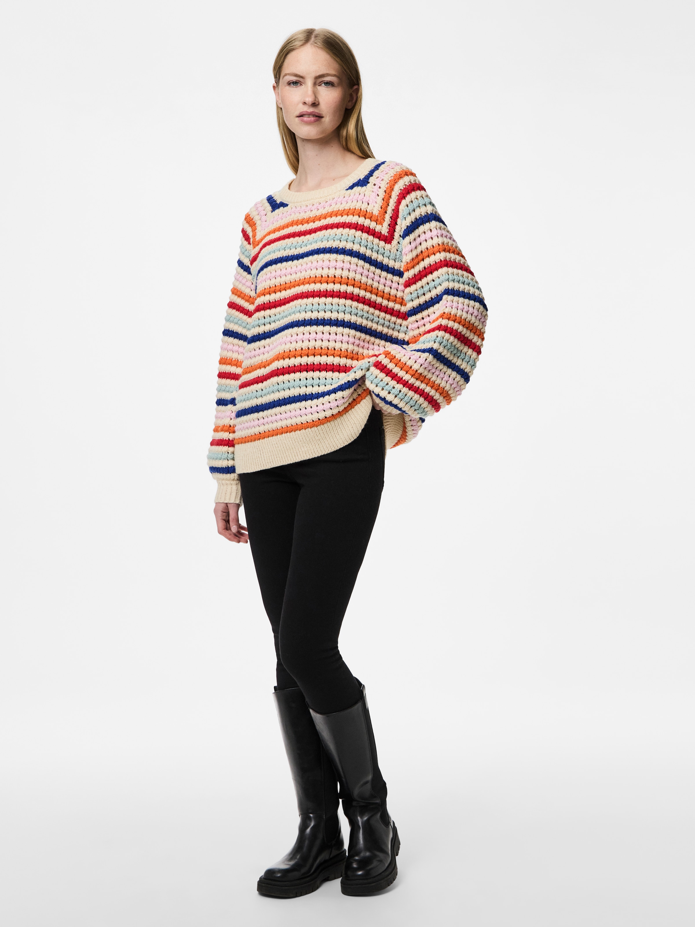 pieces Rundhalspullover »PCDOSLA LS O-NECK KNIT MM«