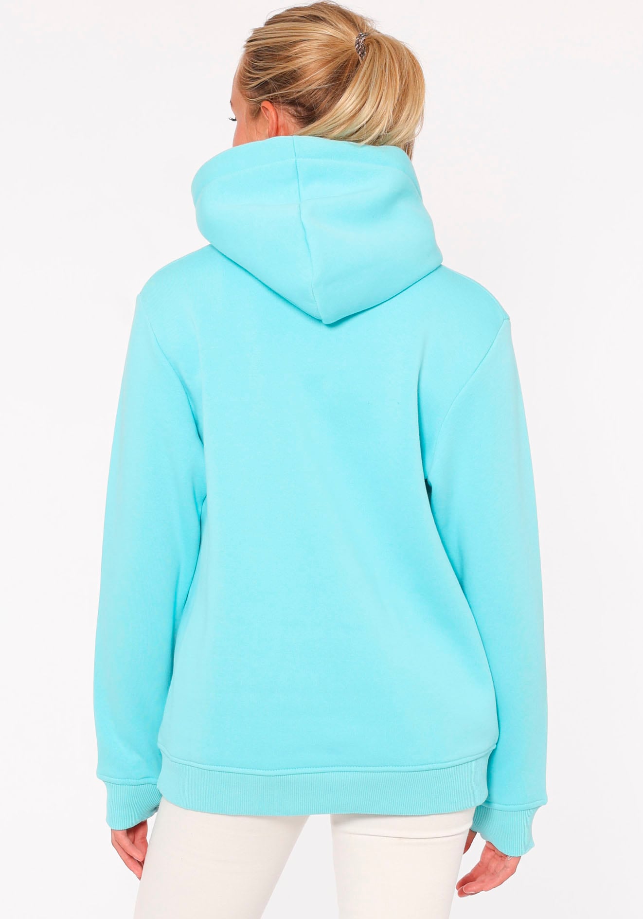 Zwillingsherz Kapuzensweatshirt »Happy and Beautiful«, mit gleichfarbiger Smiley-Stickerei und Bindebänder mit Schriftzug