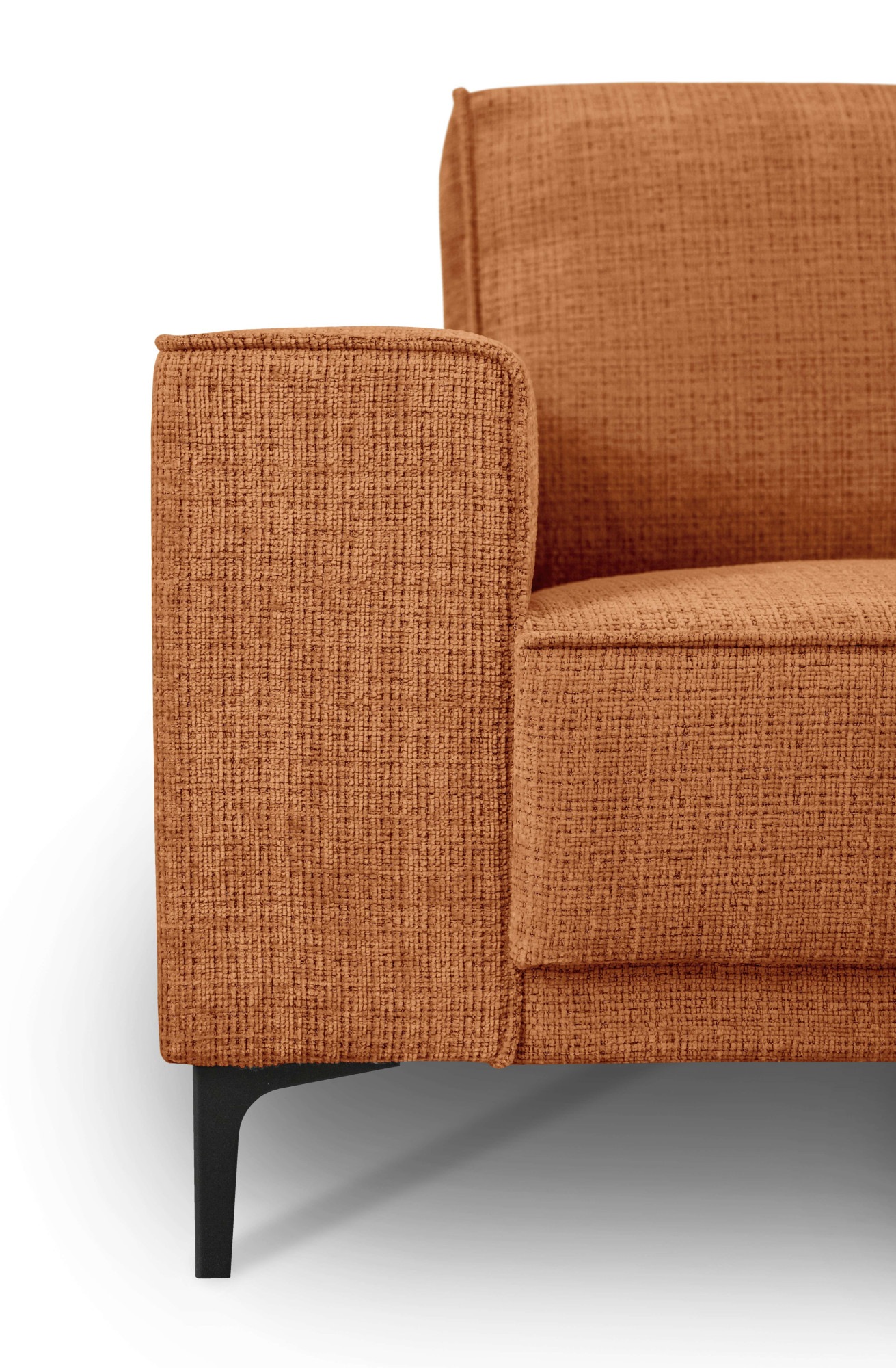 Places of Style Wohnlandschaft »XXL Sofa Oland, Struktur, Flachgewebe, Luxus-Microfaser, Boucle«, U-Form, 342 cm, Wellenunterfederung, Skandi-Design, Metallfüsse