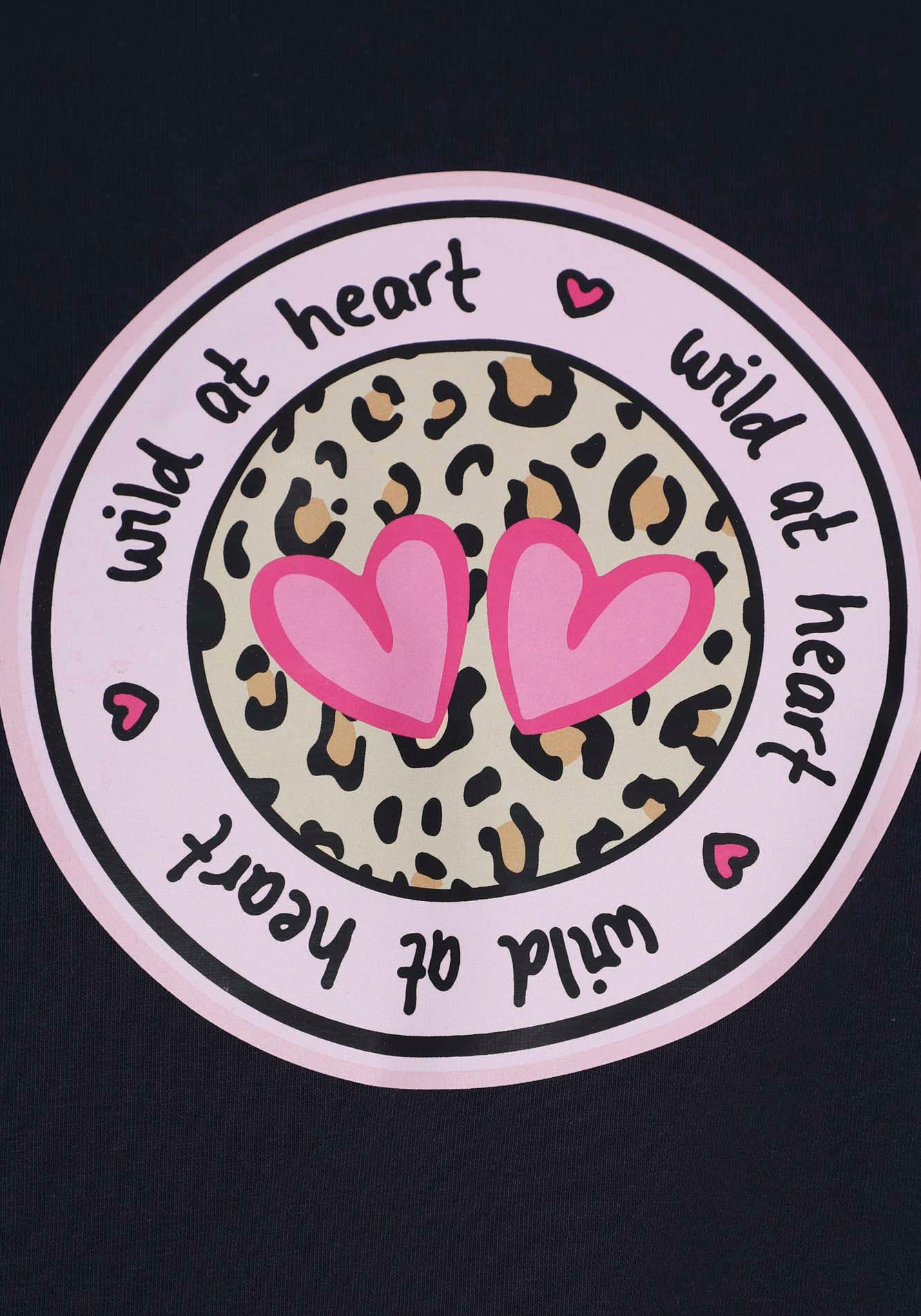 Zwillingsherz Sweatshirt, mit "Wild at Heart"- Druck und gestickten Details