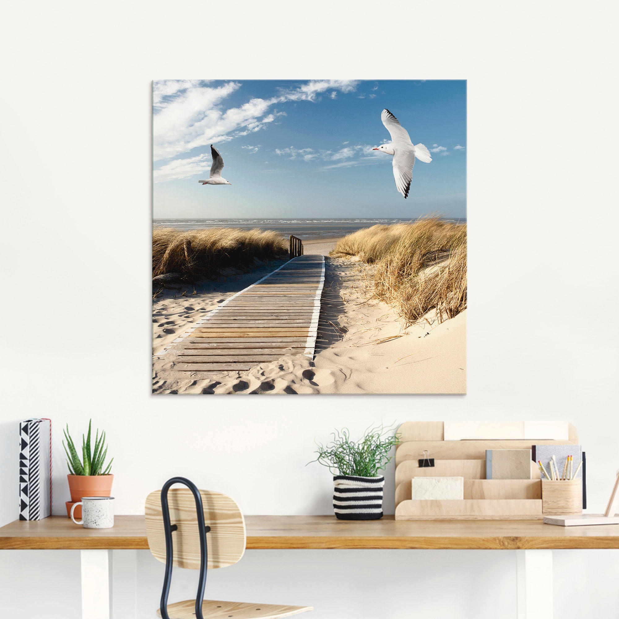 in kaufen auf mit »Nordseestrand Strand, St.), Langeoog online Möwen«, Grössen Artland Jelmoli-Versand | Glasbild verschiedenen (1