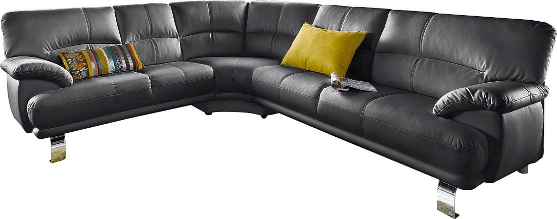 TRENDMANUFAKTUR Ecksofa »Cecilia in italienischem Design, modern und komfortabel, L-Form«, bequeme Armlehnen, mit langem Schenkel