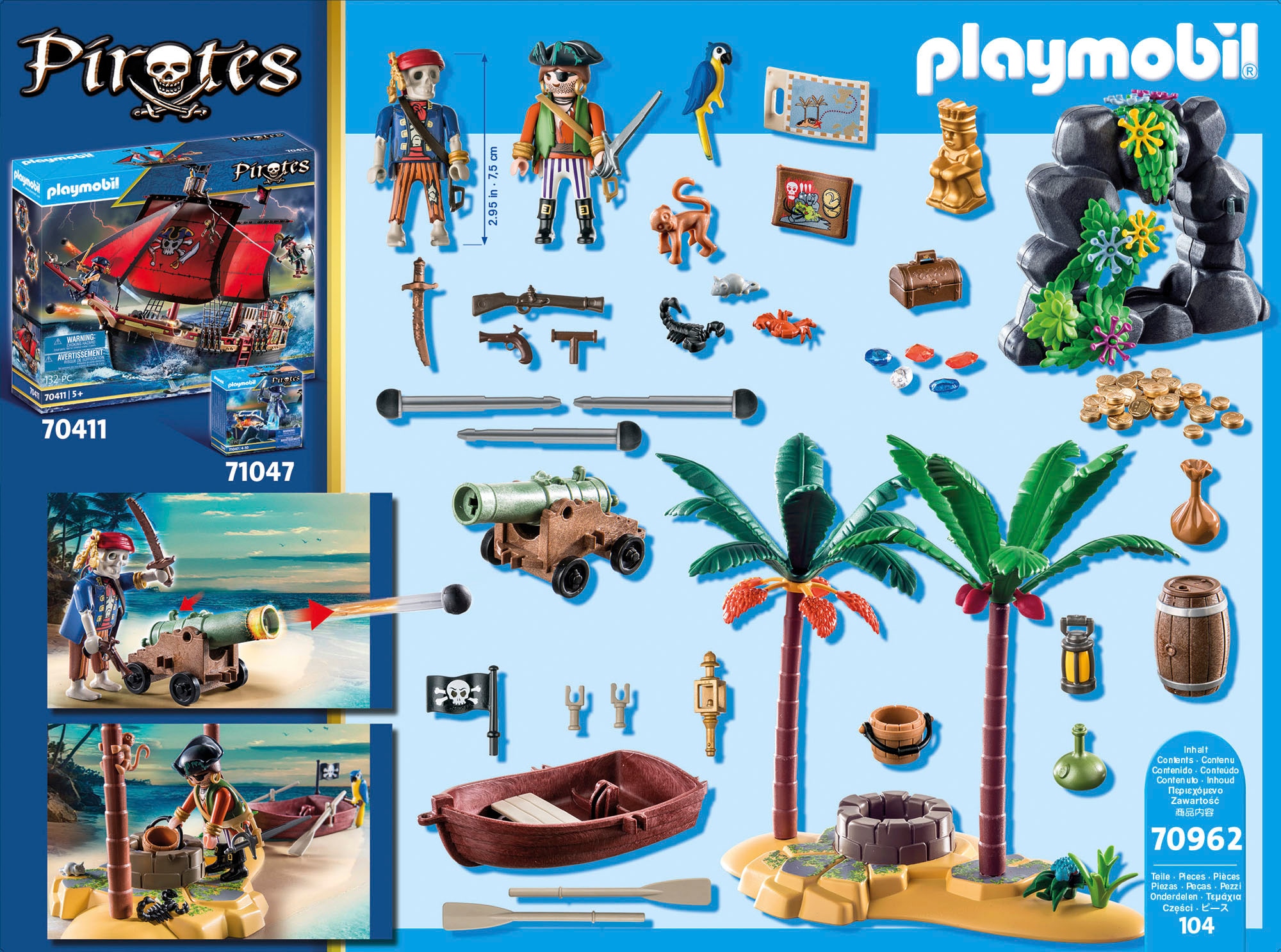 Playmobil® Konstruktions-Spielset »Piratenschatzinsel mit Skelett (70962), Piraten«, (104 St.), Made in Germany