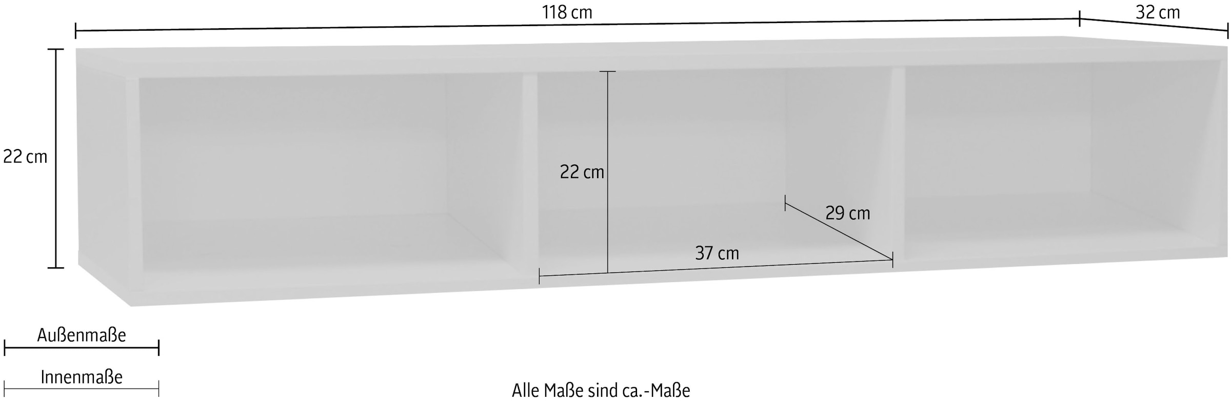 Mäusbacher Hängeregal »Bonnie«, Breite/Höhe 118 cm senkrecht oder waagerecht