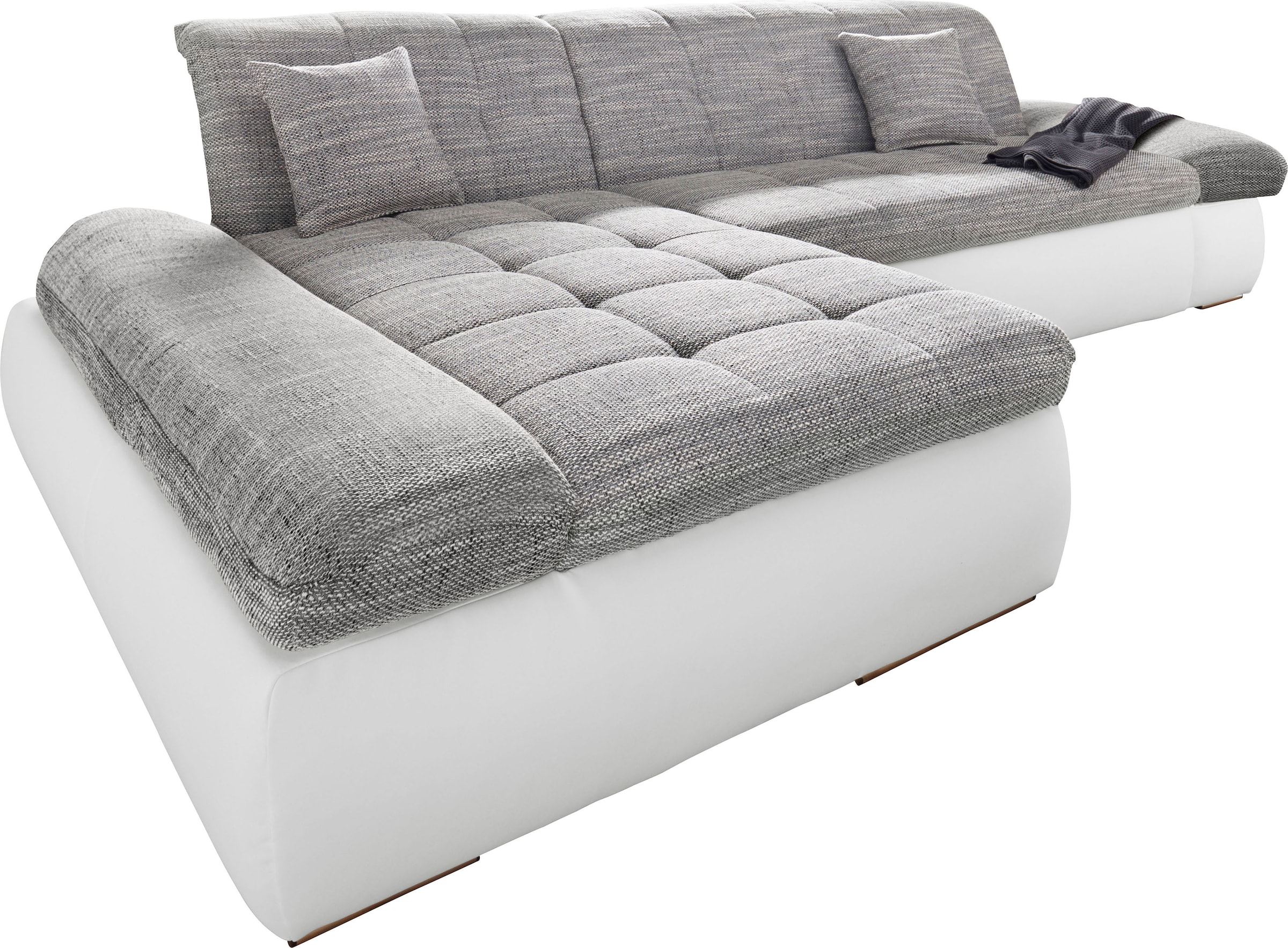 DOMO collection Ecksofa »PB Moric wahlweise mit Bettfunktion + Armteilverstellung, L-Form«, im XXL-Format, B/T/H:300/172/80 cm, feine Steppung
