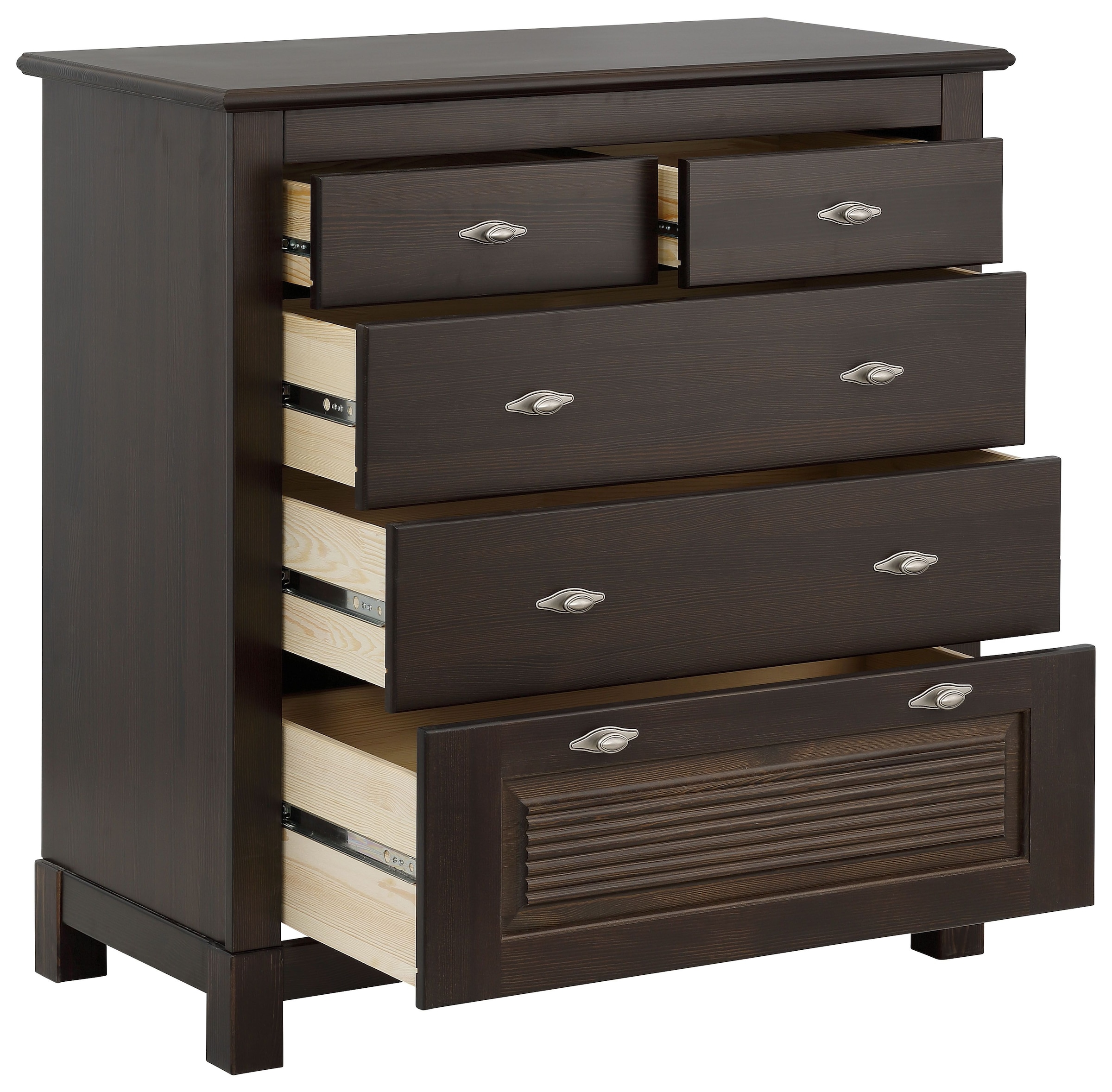 Home affaire Schubkastenkommode »Rauna«, aus massiver Kiefer mit 5 Schubladen, Breite 96 cm