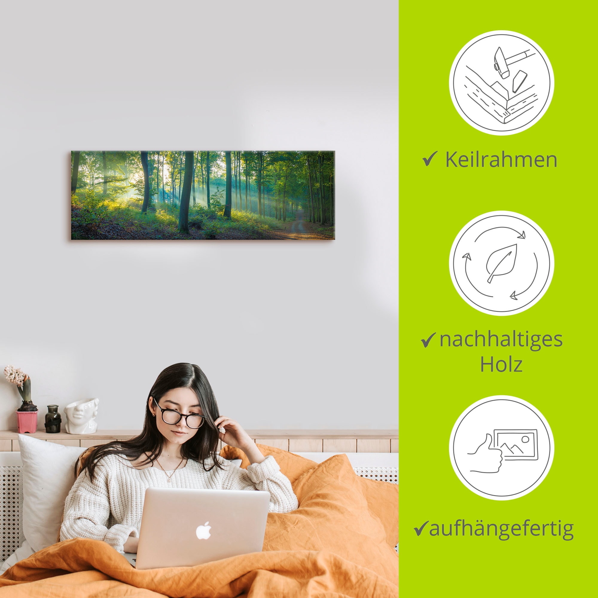 Artland Wandbild »Wald Panorama«, Waldbilder, (1 St.), als Alubild, Outdoorbild, Leinwandbild, Poster, Wandaufkleber