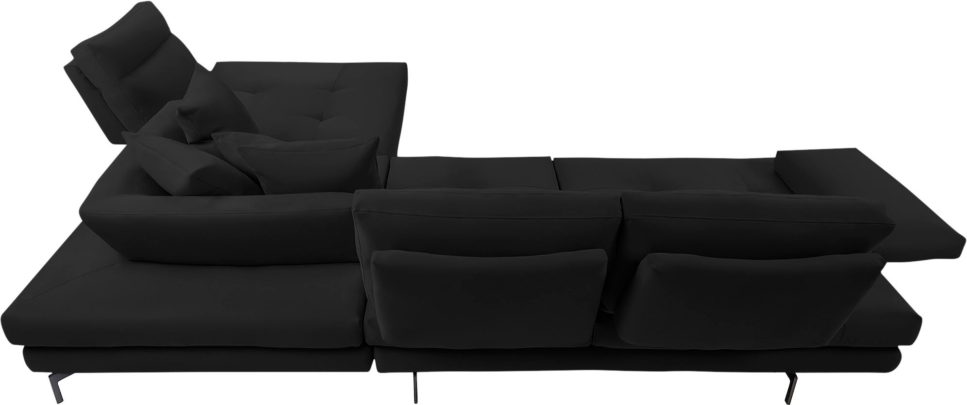 CALIA ITALIA Ecksofa »Toby Wing, Komfortsofa mit Sitzkomfort der Extraklasse, L-Form«, Sitztiefenverstellung, wahlw. mit Kissen-Set,Füsse schwarz matt