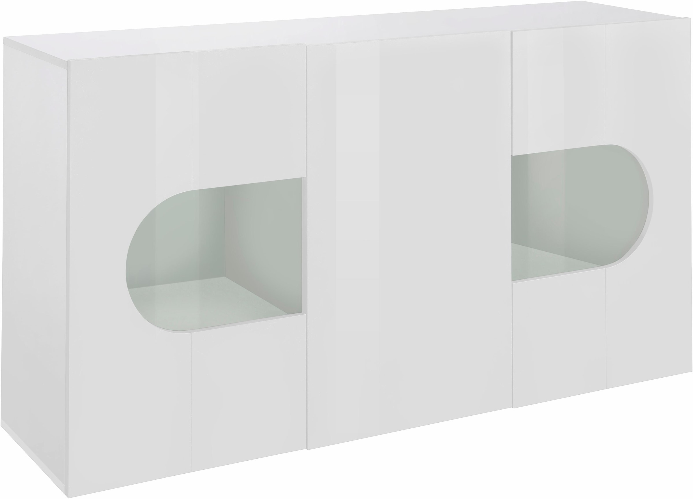 INOSIGN Sideboard »Real,Vitrine,Kommode,Schrank,Breite 150cm komplett hochglanz lackiert«, mit 3 Türen davon 2 Glastüren ohne Griff