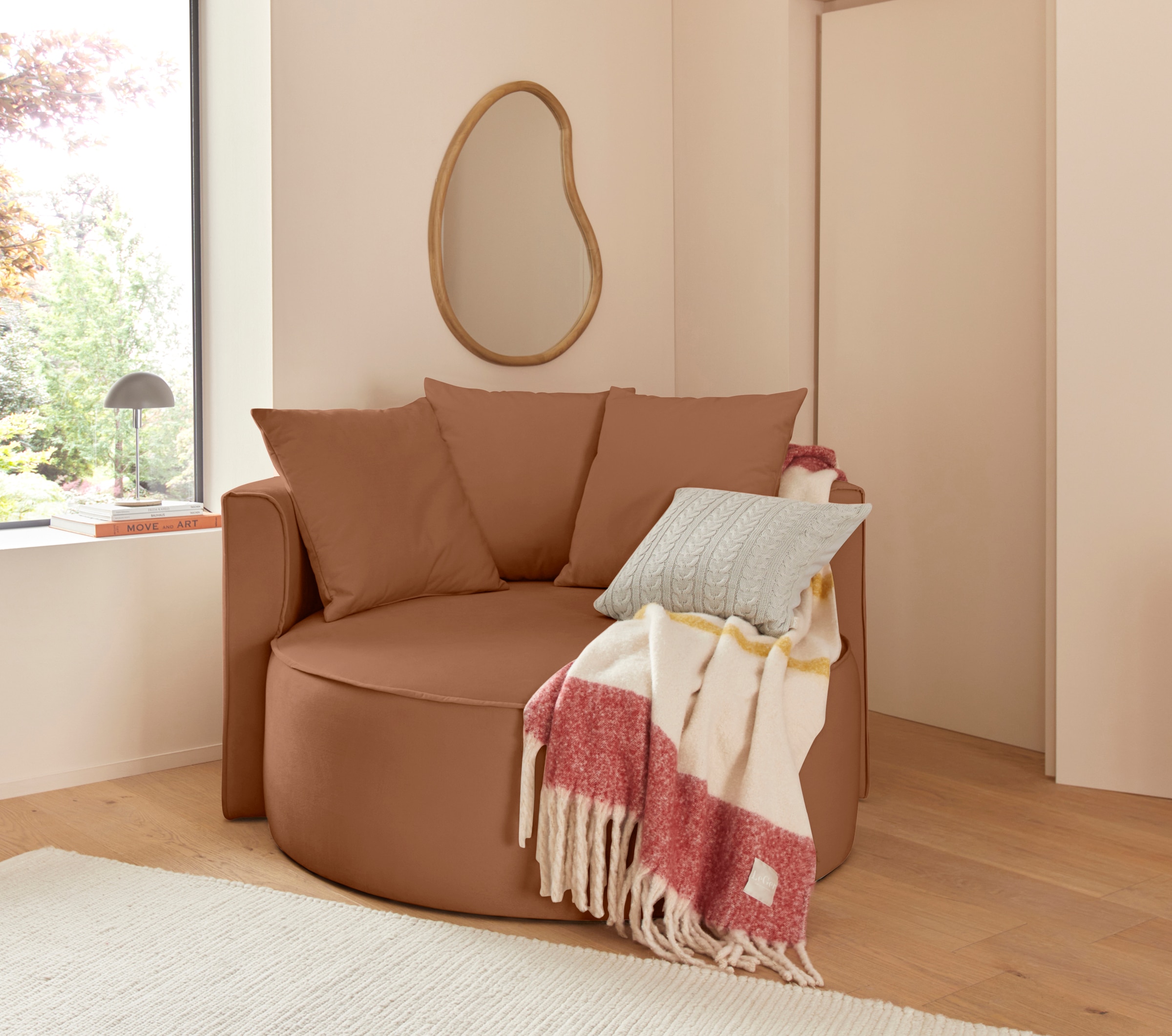 LeGer Home by Lena Gercke XXL-Sessel »Isalie, Sessel in modernen Farben, Lesesessel, Loveseat, Big-Sessel«, trendige Stoffe, mit 3 Zierkissen, grosse Sitzfläche, Hocker optional