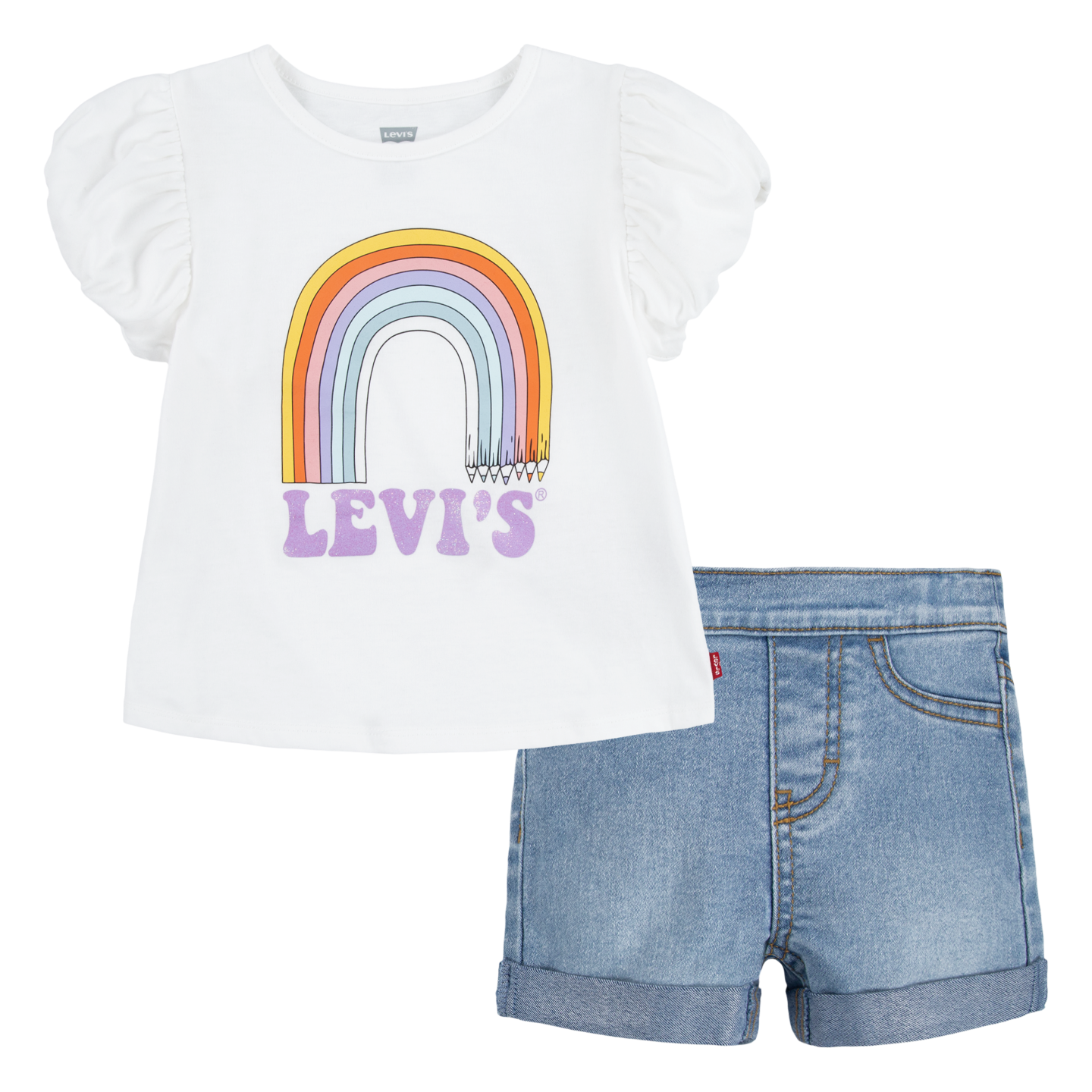 Levi's® Kids Shirt & Shorts Set, 2 Stk. mit Rainbow-Print, for GIRLS
