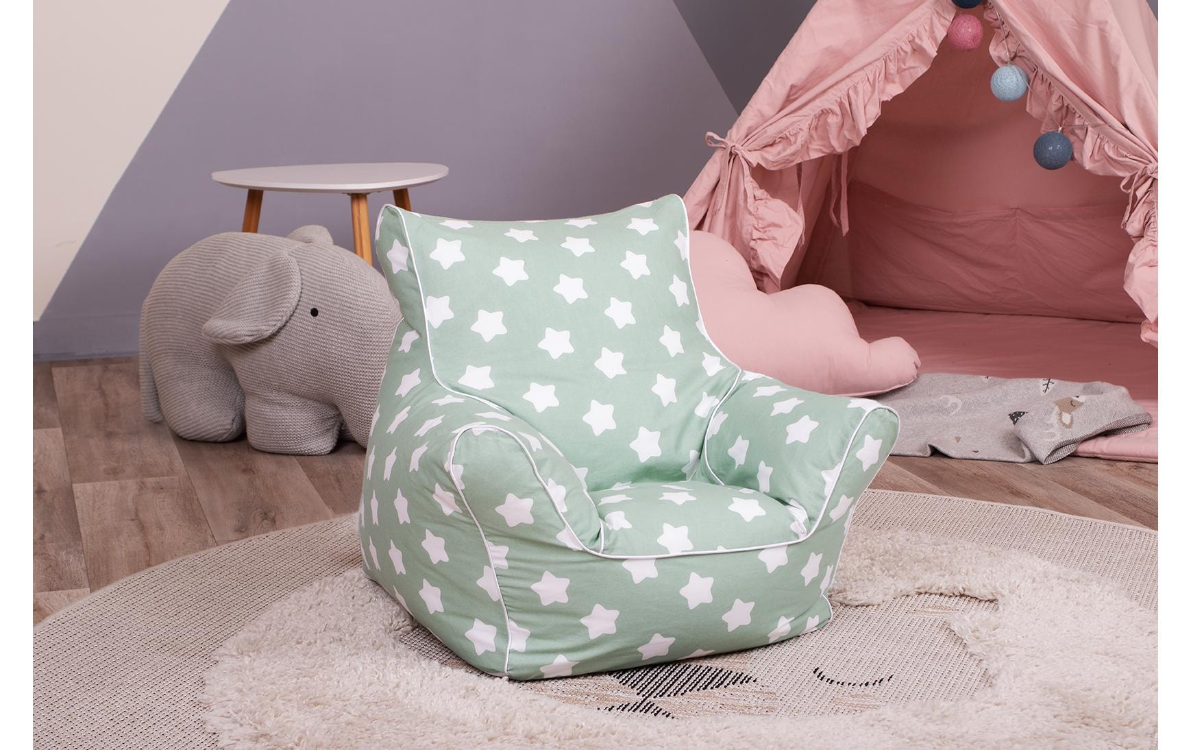 Knorrtoys® Sitzsack »Kindersitzsack Green white stars«