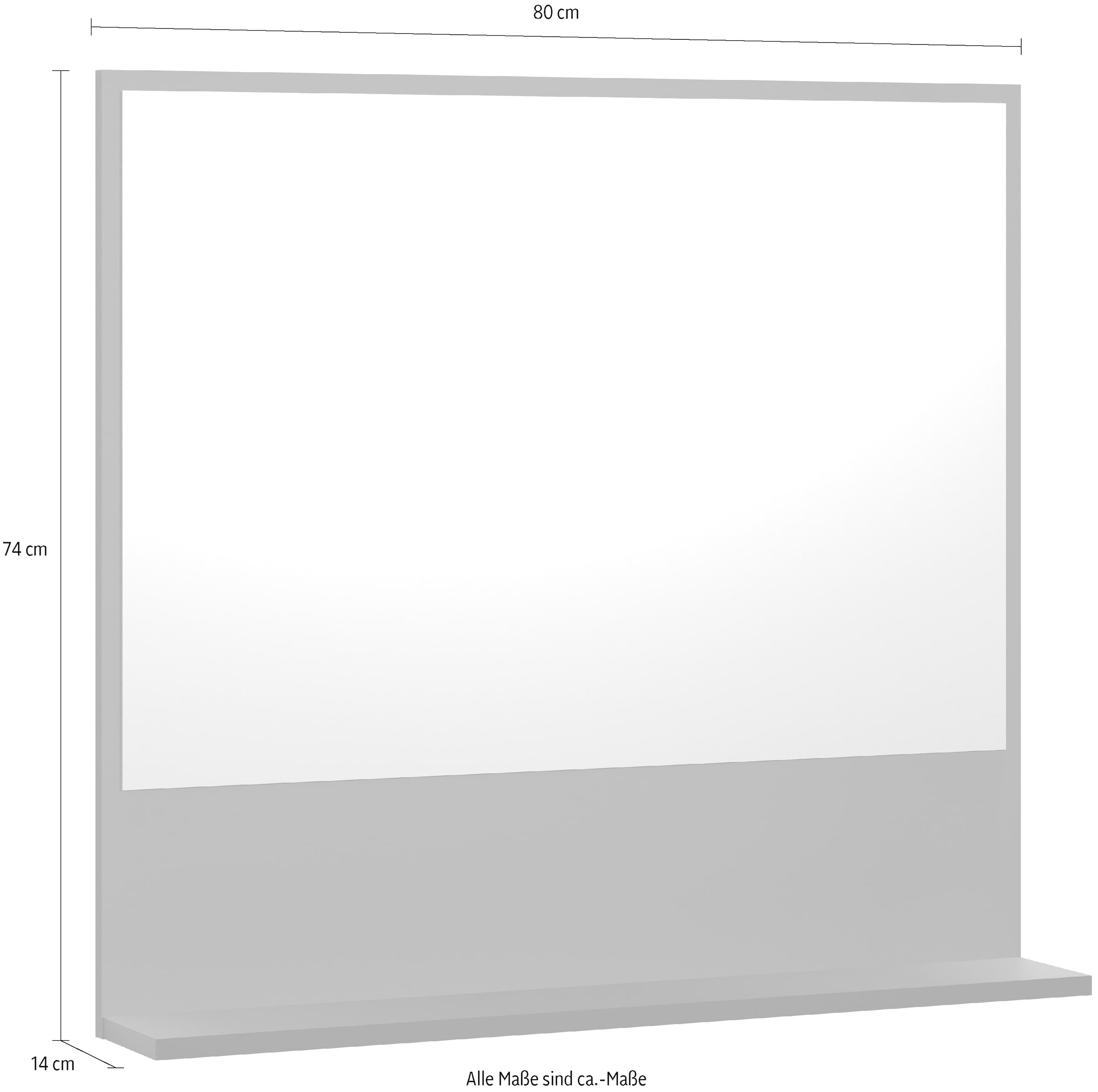 welltime Badspiegel »Amrum«, (1 St.), Eleganter Badezimmerspiegel mit Ablage - Masse (B/T/H) 60-80/14/74 cm