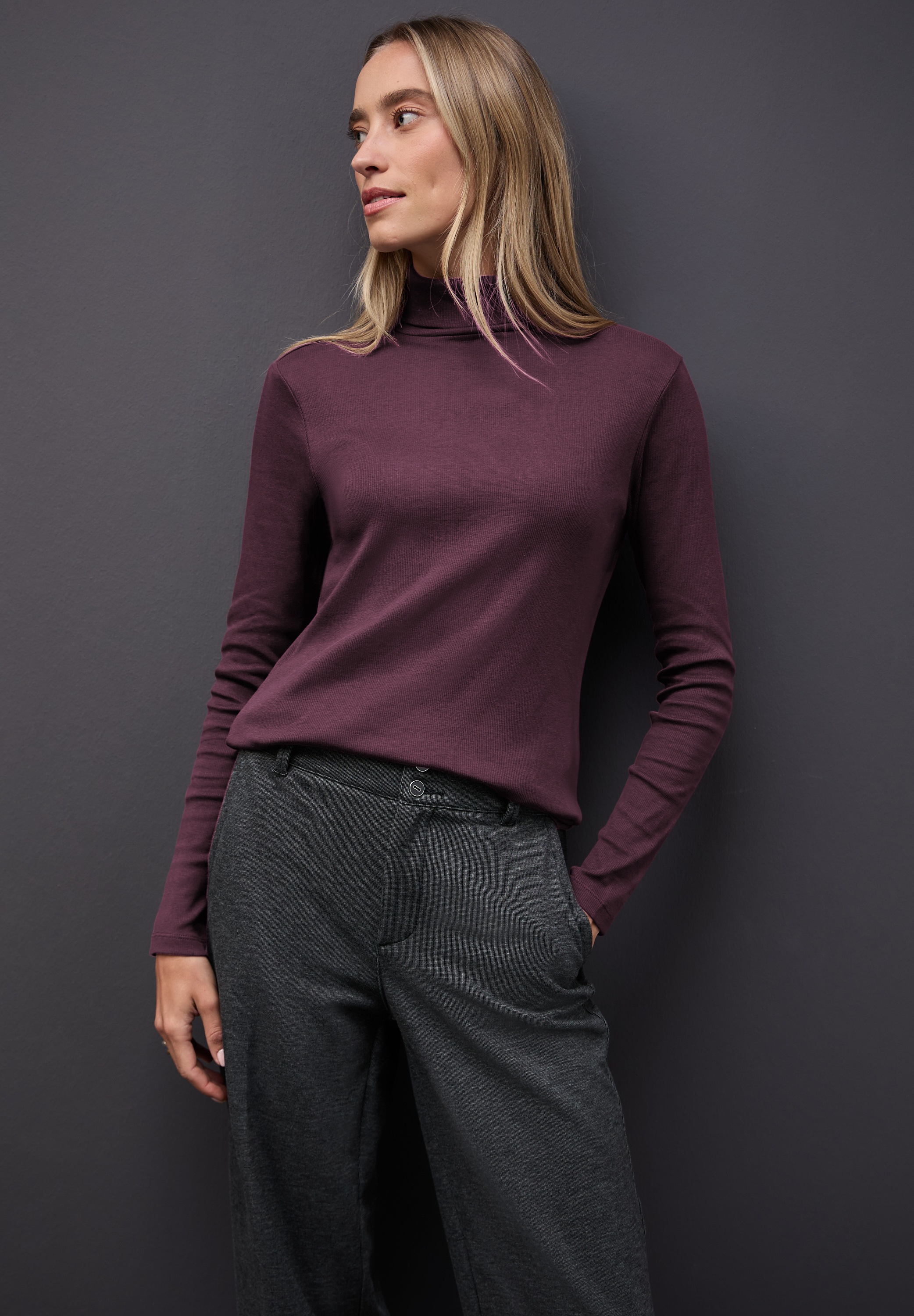 STREET ONE Langarmshirt mit Rippstruktur