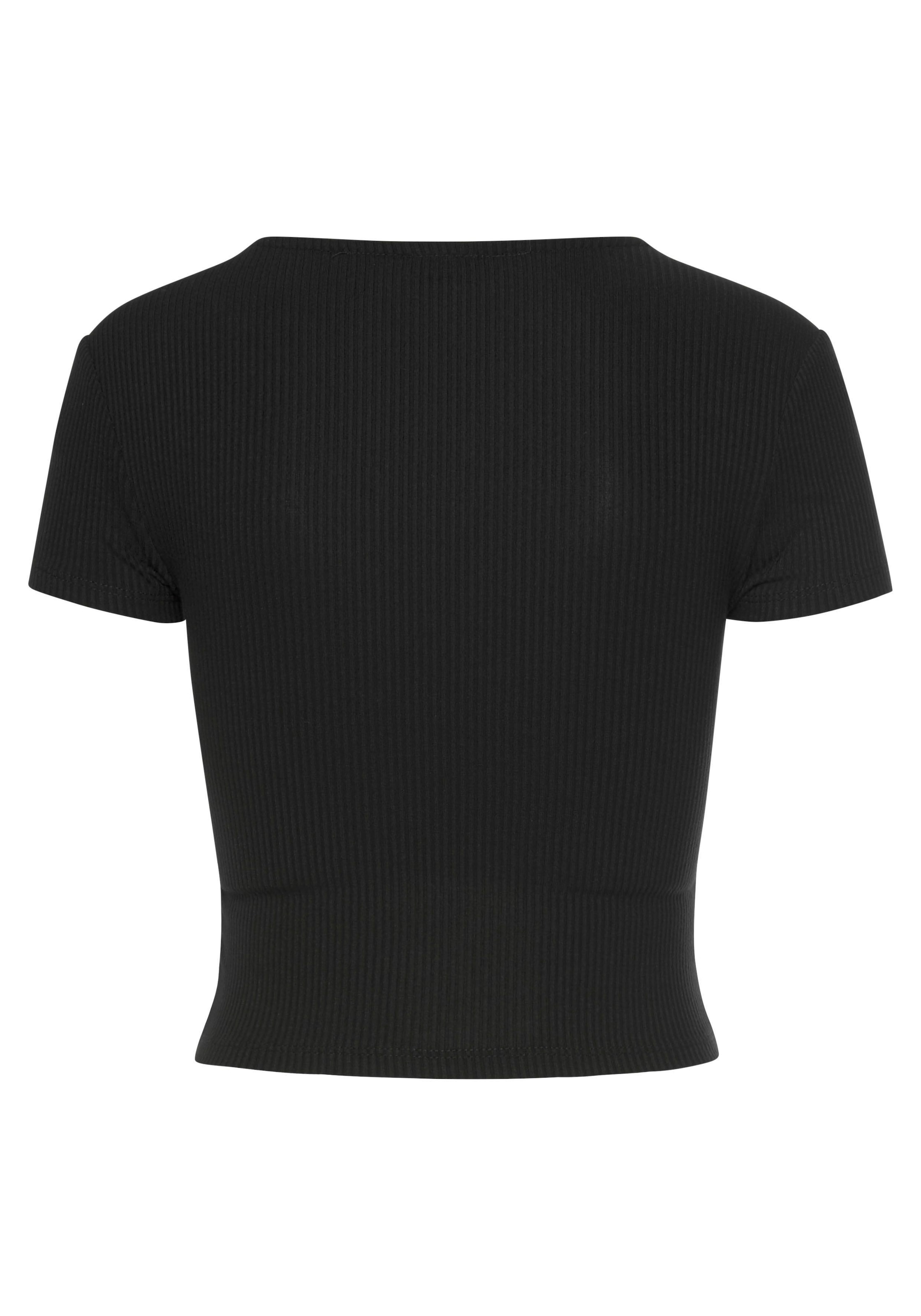 Buffalo Kurzarmshirt, online shoppen und mit Wickeloptik figurbetont, bei Jelmoli-Versand V-Ausschnitt, T-Shirt, Schweiz Basic