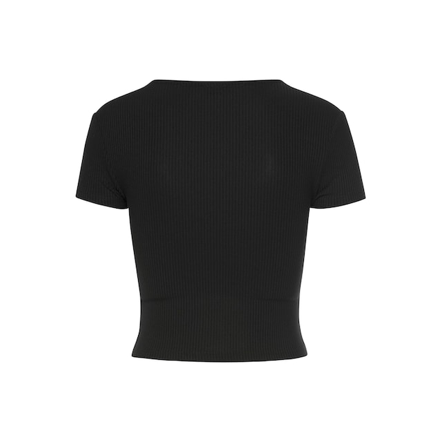 Buffalo Kurzarmshirt, mit Wickeloptik und V-Ausschnitt, T-Shirt,  figurbetont, Basic online shoppen bei Jelmoli-Versand Schweiz