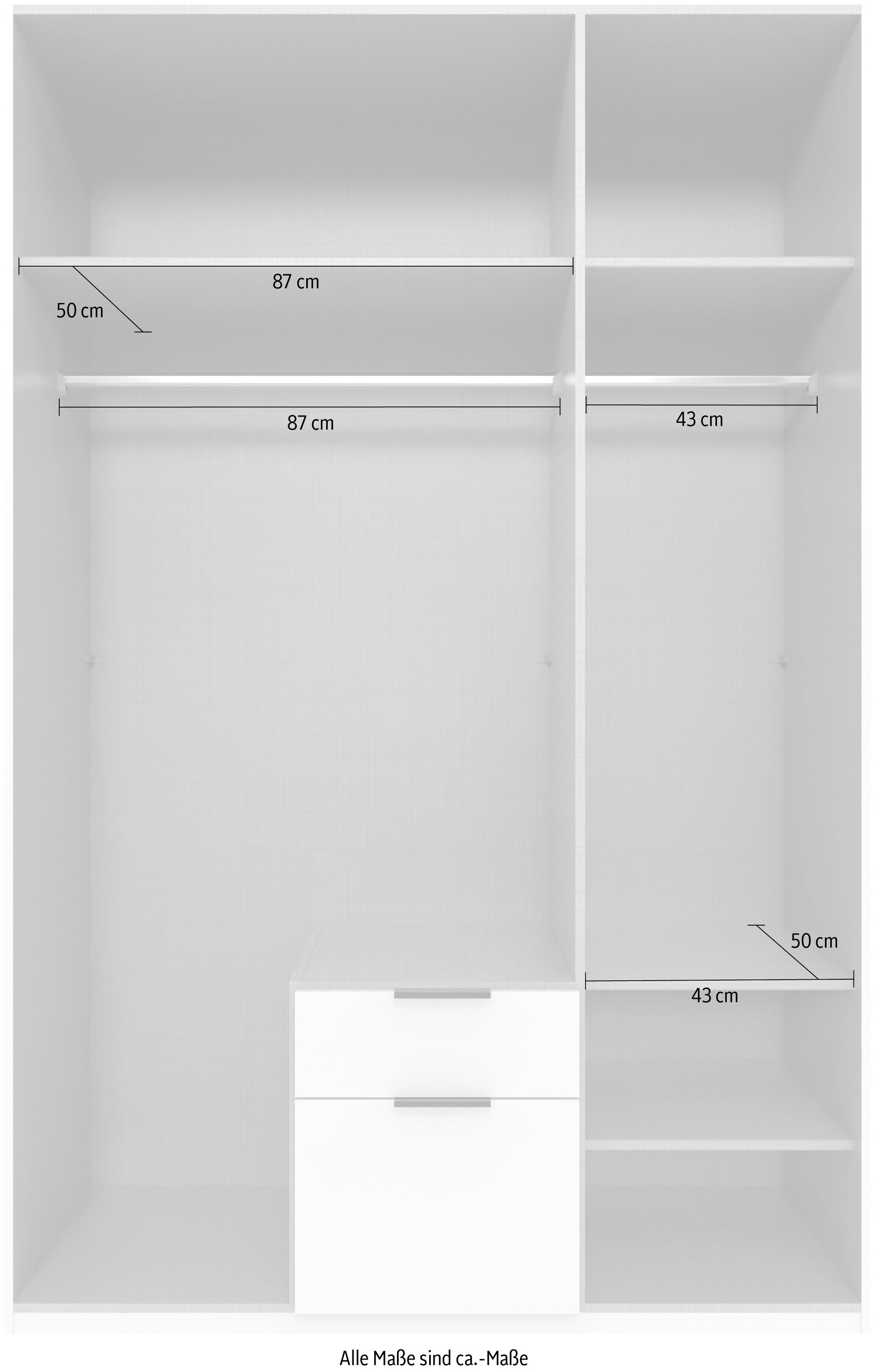 Wimex Kleiderschrank »Mugano, in vielen Breiten, 208 oder 236cm hoch, Made in Germany«, (mit langen oder kurzen Griffen aus Metall), wahlweise mit oder ohne Spiegel, mit Schubladen