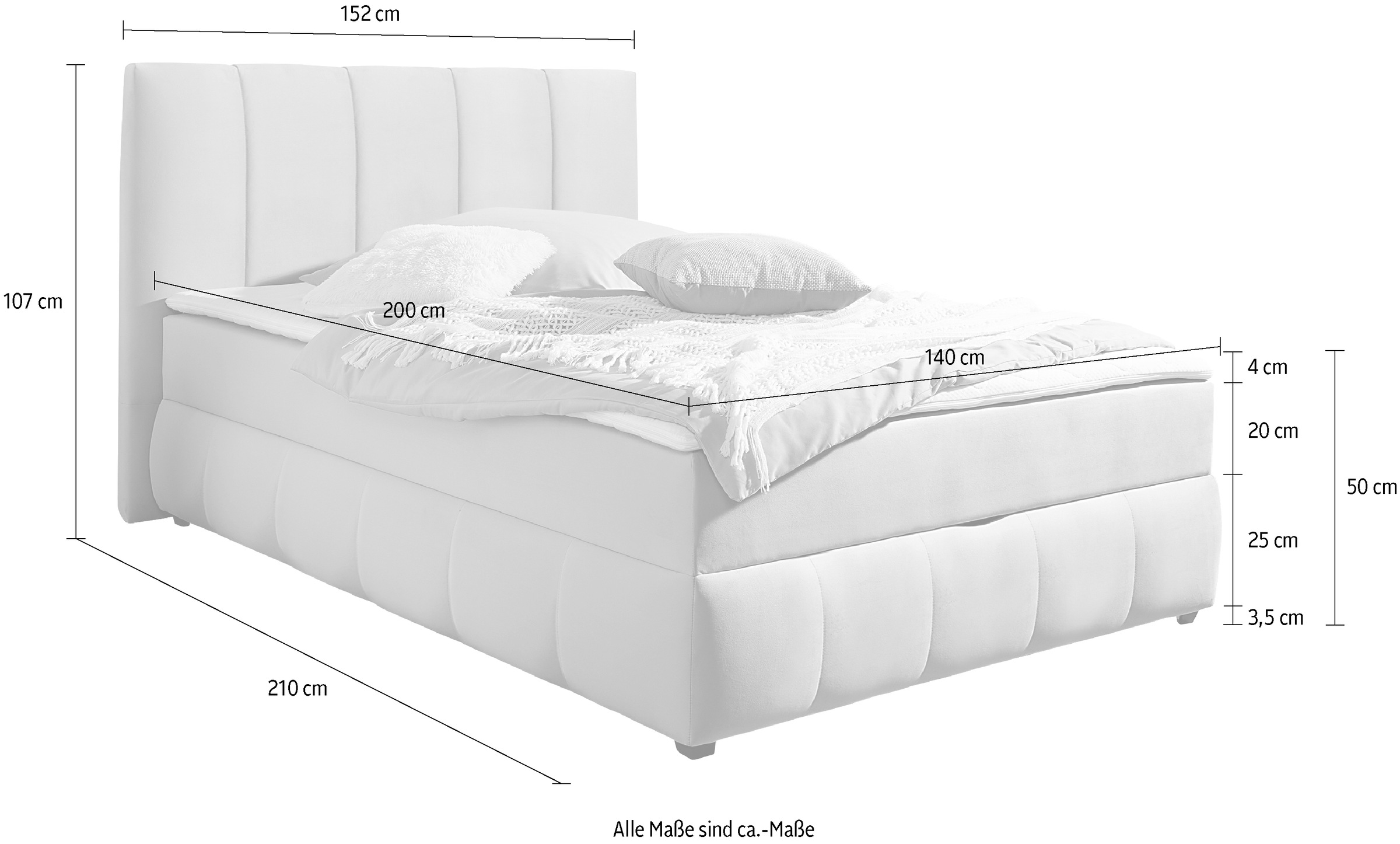 INOSIGN Boxbett »Hartley«, Inkl. Bettkasten & Topper, wählbar in H2, H3 o. H4