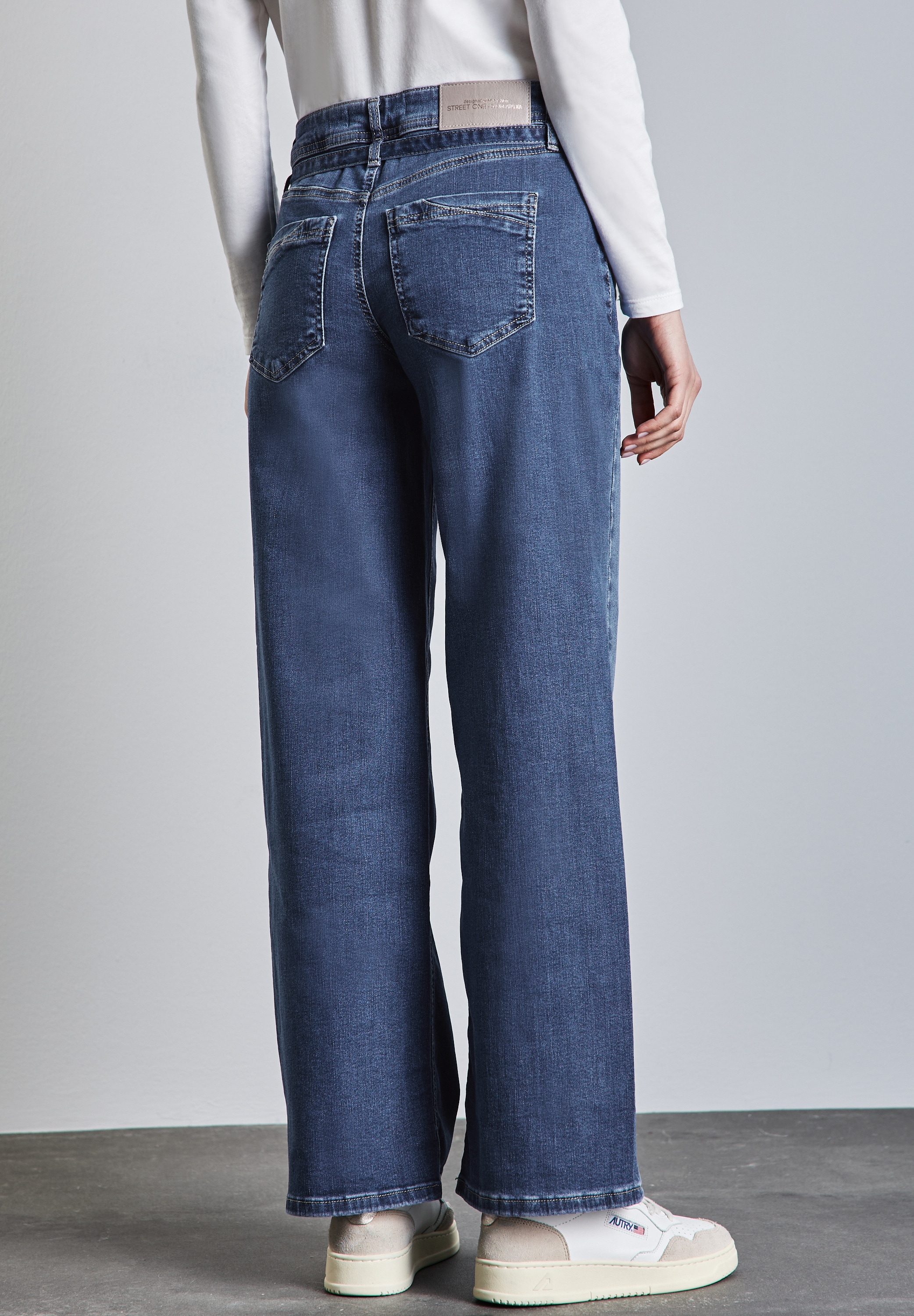 STREET ONE Weite Jeans, mit Gürtel